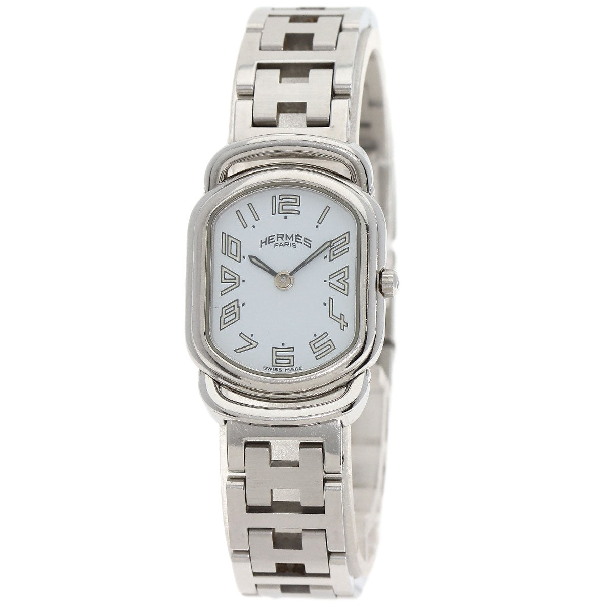HERMES Watches Quartz AR1.210 Stainless Steel , Stainless Steel Silver Arceau New Buckle white dial Women