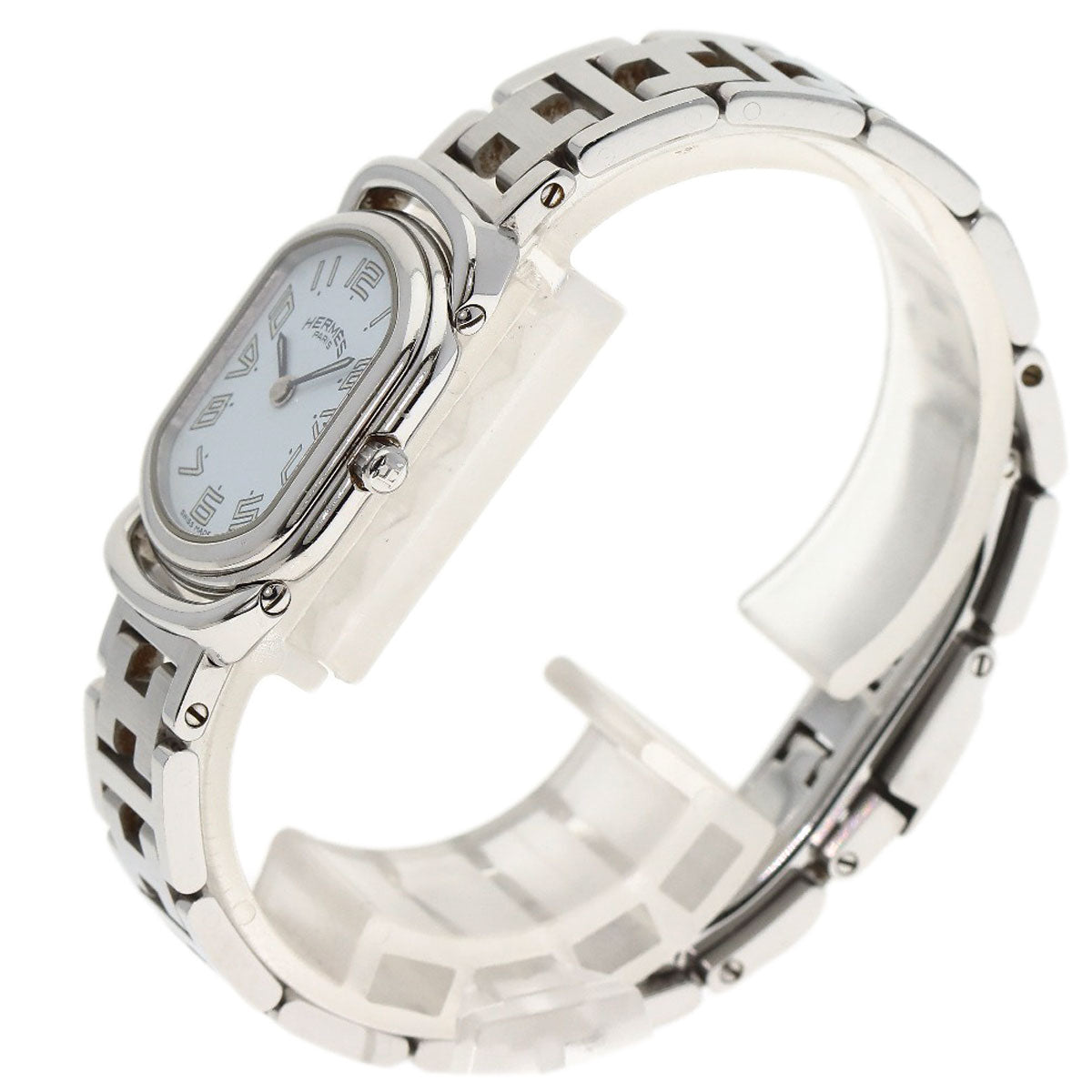 HERMES Watches Quartz AR1.210 Stainless Steel , Stainless Steel Silver Arceau New Buckle white dial Women