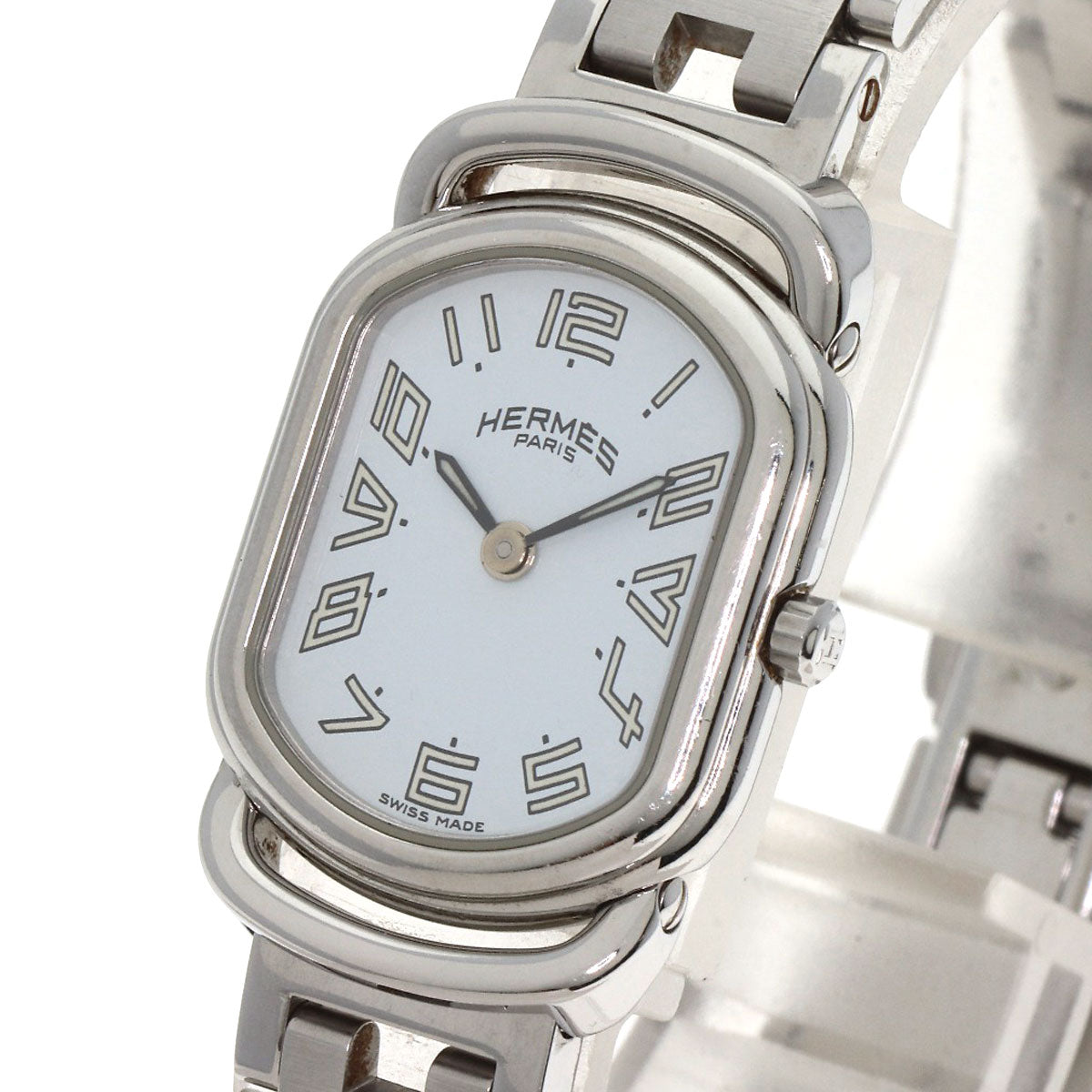 HERMES Watches Quartz AR1.210 Stainless Steel , Stainless Steel Silver Arceau New Buckle white dial Women