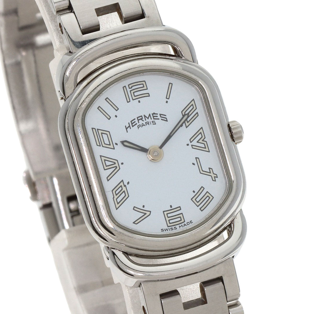 HERMES Watches Quartz AR1.210 Stainless Steel , Stainless Steel Silver Arceau New Buckle white dial Women