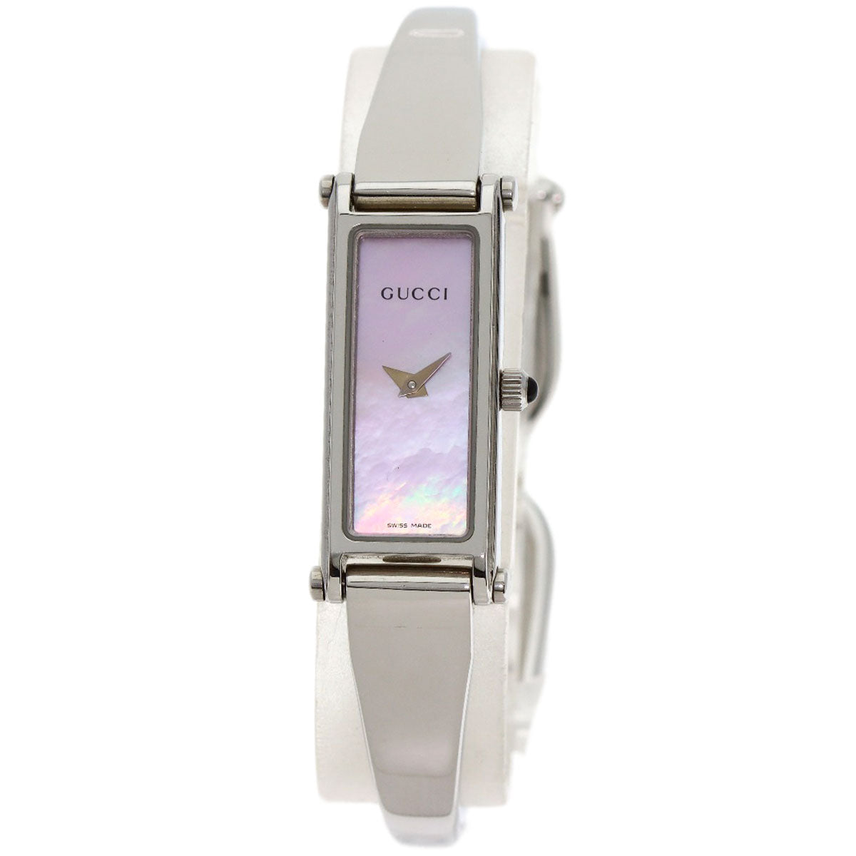 GUCCI Watches Quartz 1500L Stainless Steel , Stainless Steel Silver Square face Pink shell dial Women