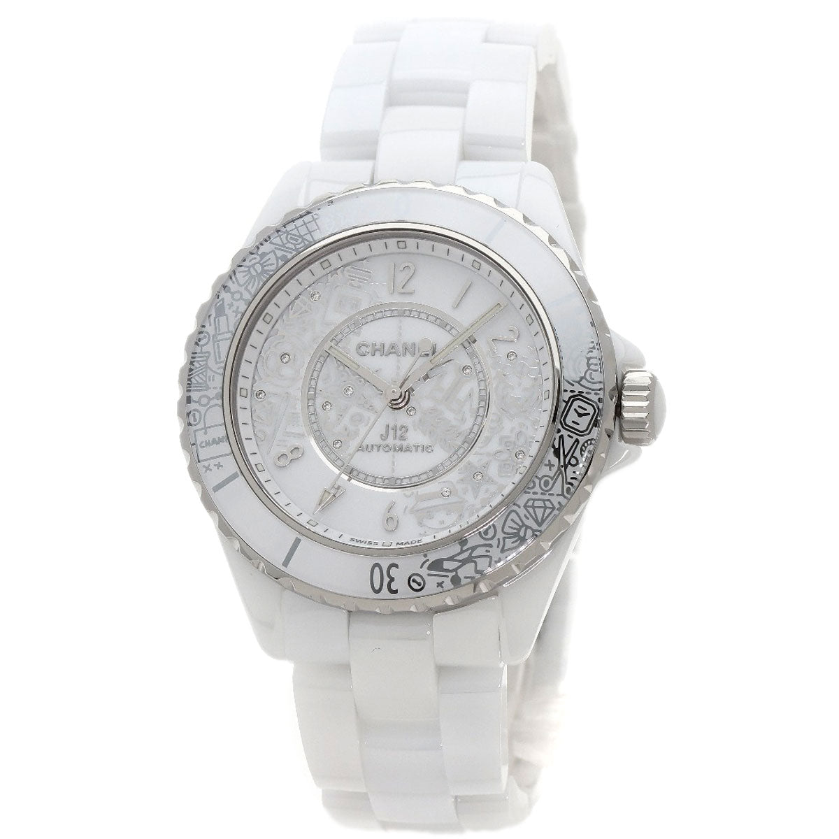 CHANEL Watches Mechanical Automatic H6476 Ceramic, Ceramic Silver J12 1.5" Limited to 2020 pieces worldwide white dial mens