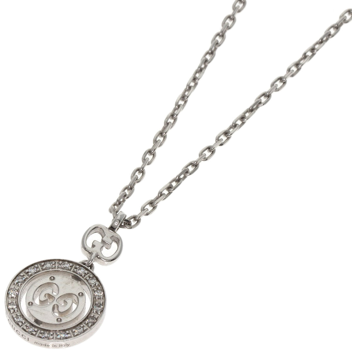 GUCCI Necklace K18WG Silver Icon Twirl Diamond