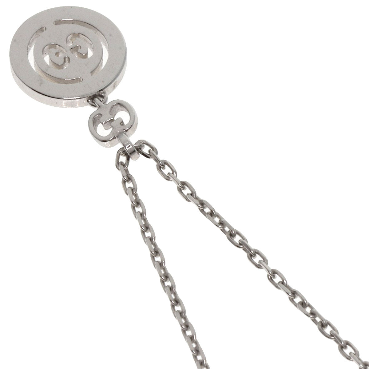 GUCCI Necklace K18WG Silver Icon Twirl Diamond