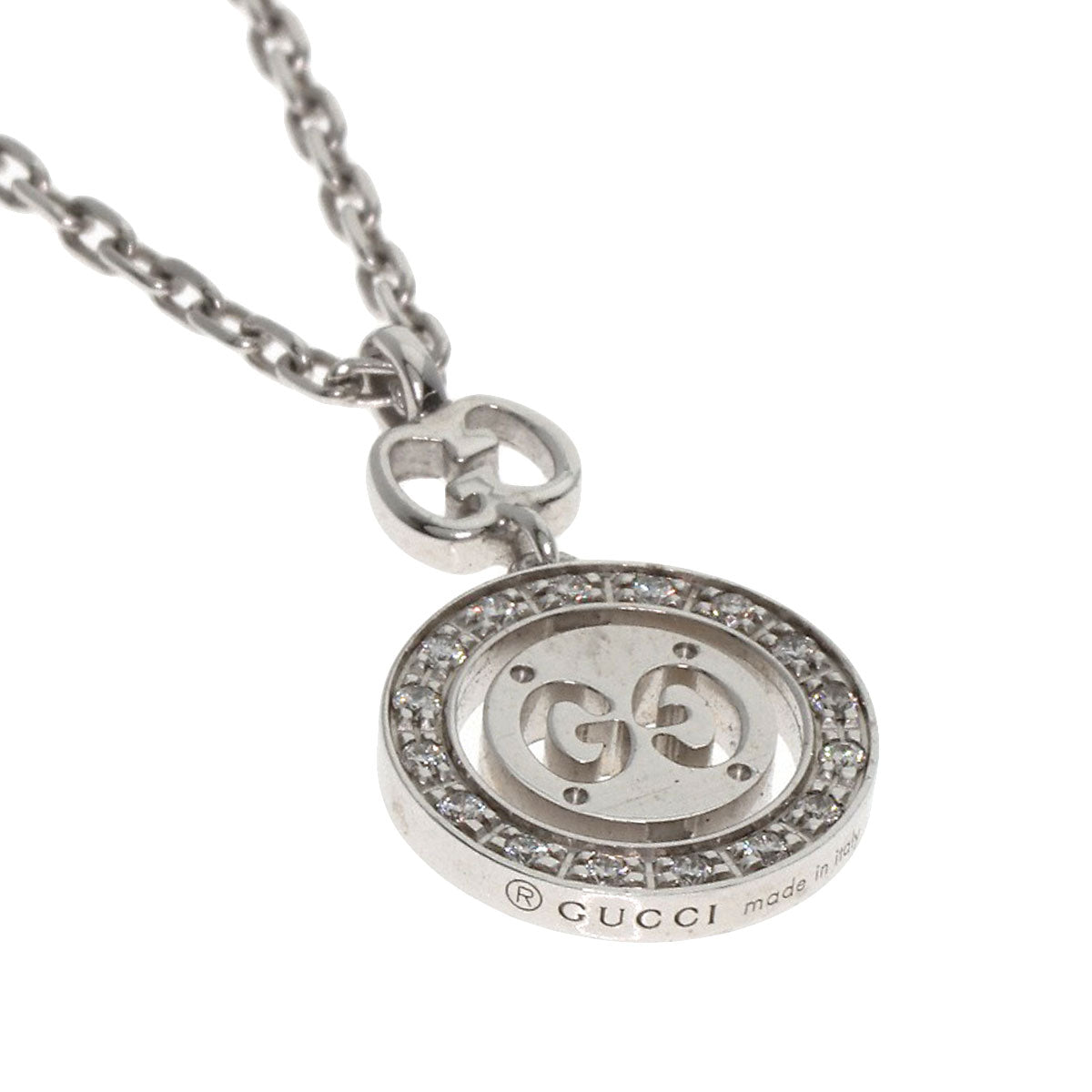 GUCCI Necklace K18WG Silver Icon Twirl Diamond