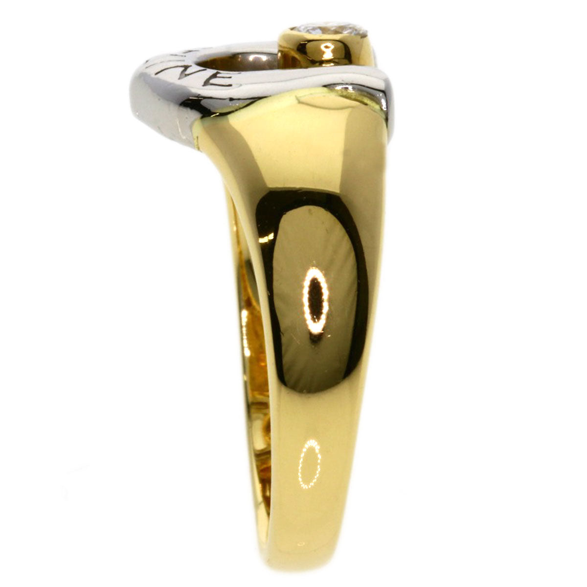 CELINE Ring K18YG , PT900 gold Horseshoe diamond Women