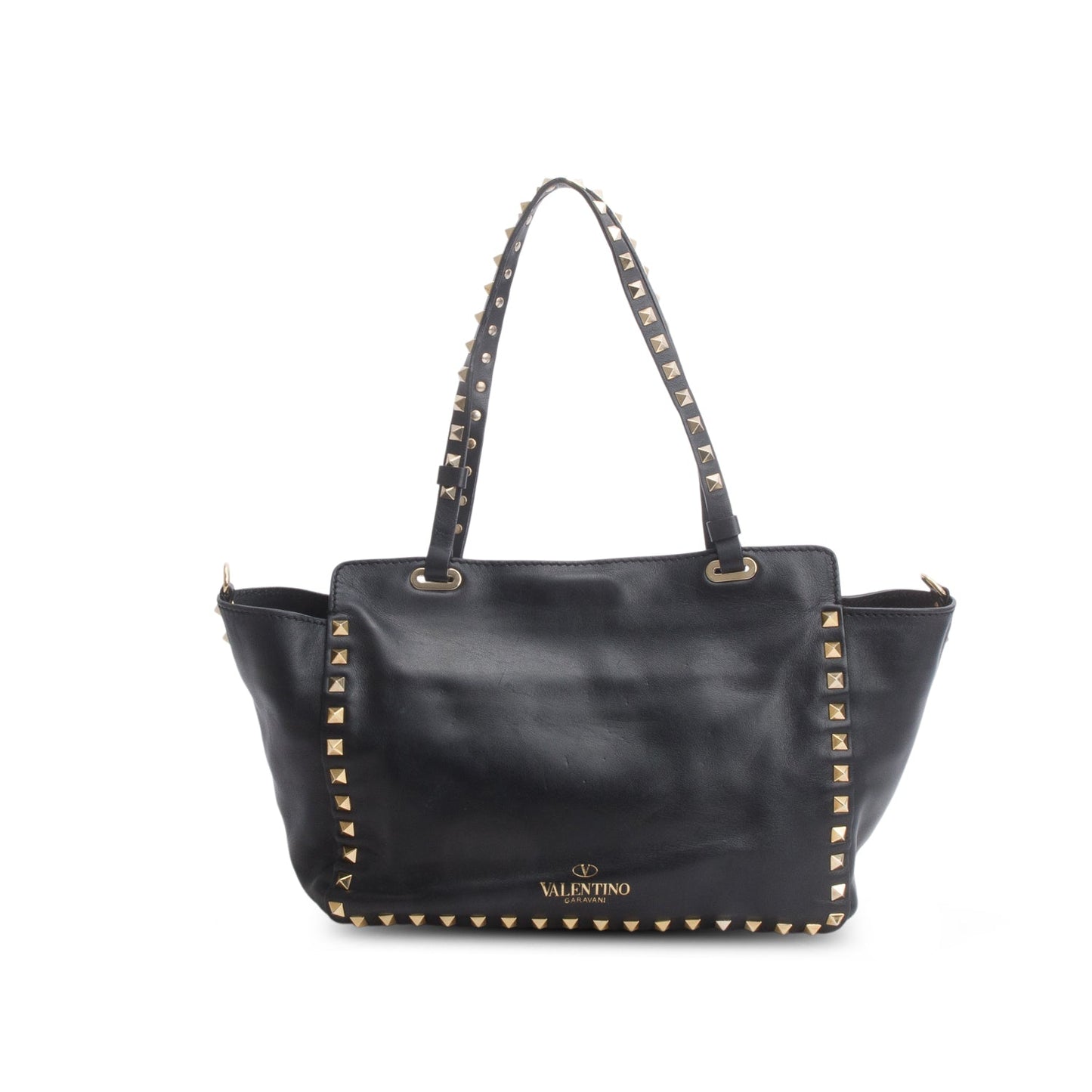 Valentino Black Calfskin Leather Small Rockstud Tote Bag
