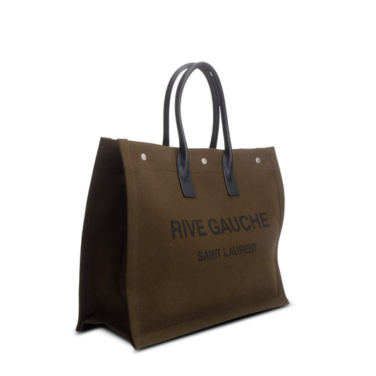 Saint Laurent 2022 Green Canvas Large Rive Gauche Canvas Tote