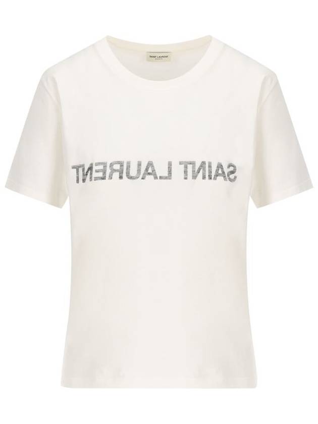 Luxury Saint Laurent Trending 2025 Reverse Short Sleeve T-Shirt Nature Et Noir