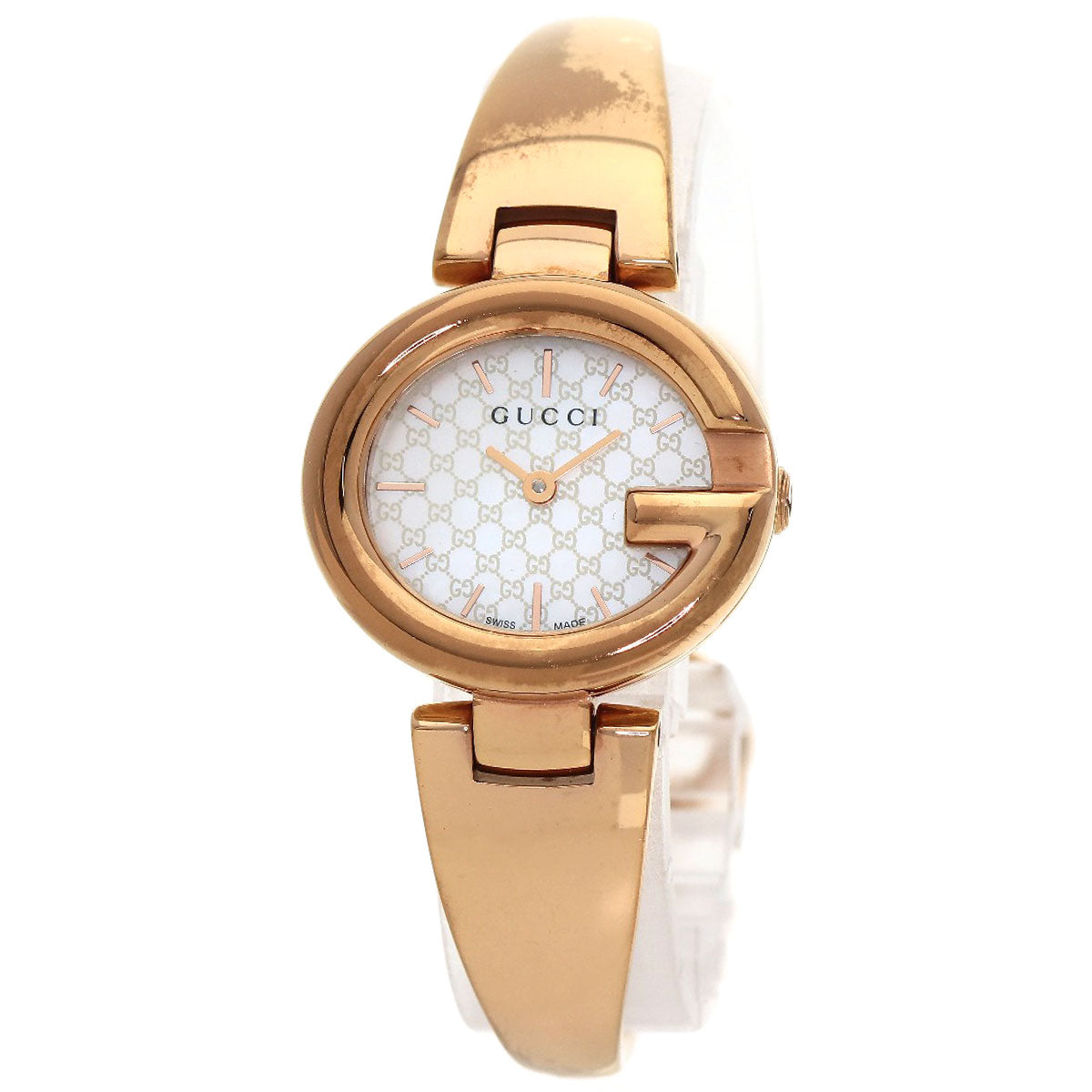 GUCCI Watches Quartz 134.5 PGP , PGP gold GG shell bangle White shell dial Women