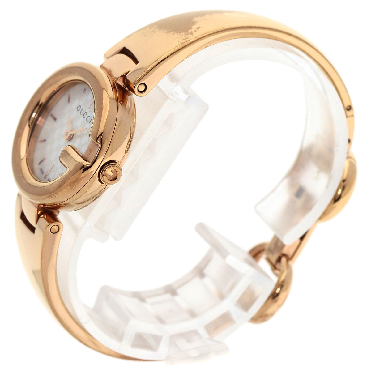 GUCCI Watches Quartz 134.5 PGP , PGP gold GG shell bangle White shell dial Women