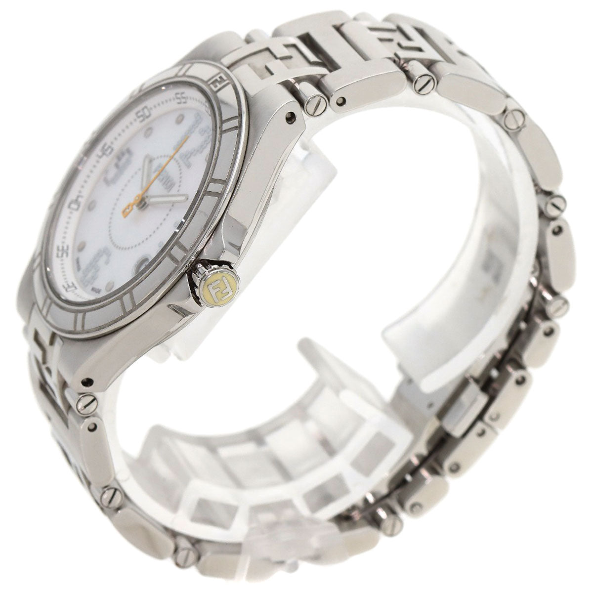 FENDI Watches Quartz 4600M Stainless Steel , Stainless Steel Silver high speed White shell dial mens