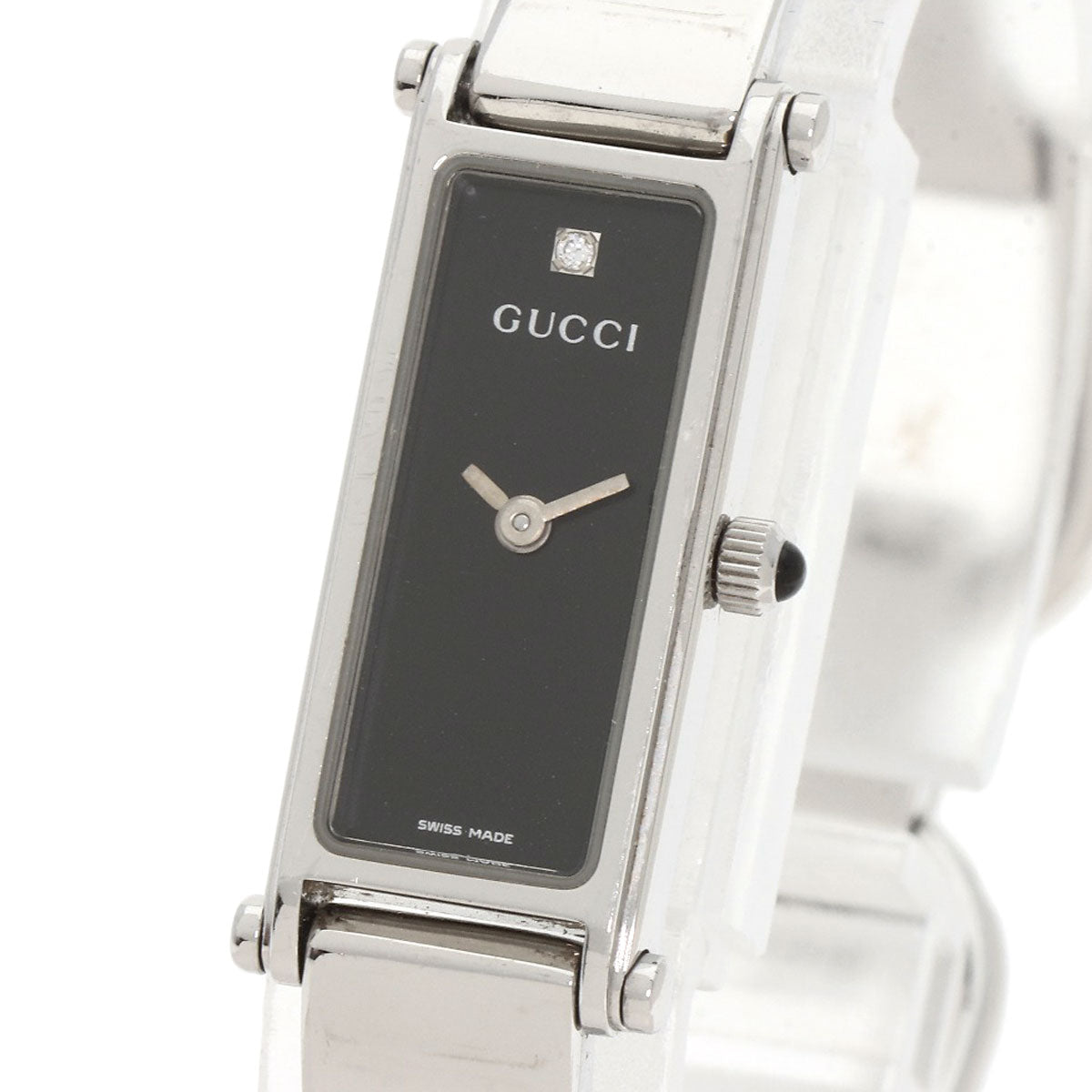GUCCI Watches Quartz 1500L Stainless Steel , Stainless Steel Silver 1P diamond black dial Women
