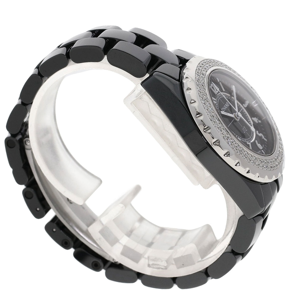 CHANEL Watches Quartz H0949 ceramic black J12 1.3" Diamond Double Bezel black dial