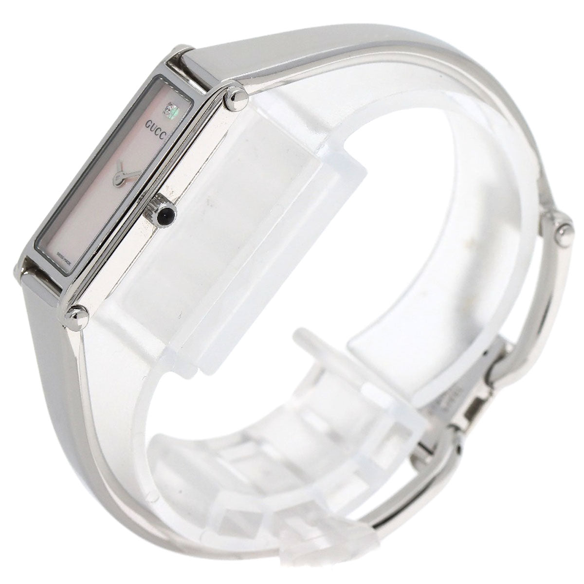 GUCCI Watches Quartz 1500L Stainless Steel , Stainless Steel Silver Square Face 1P Diamond Bangle shell dial Women