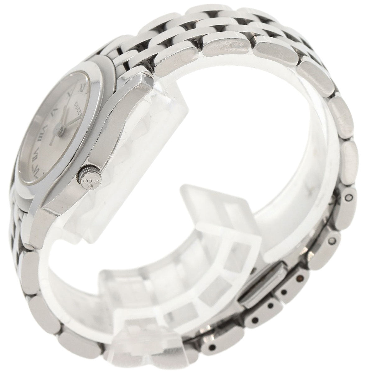 GUCCI Watches Quartz 5500L Stainless Steel , Stainless Steel Silver Round face Silver dial Women