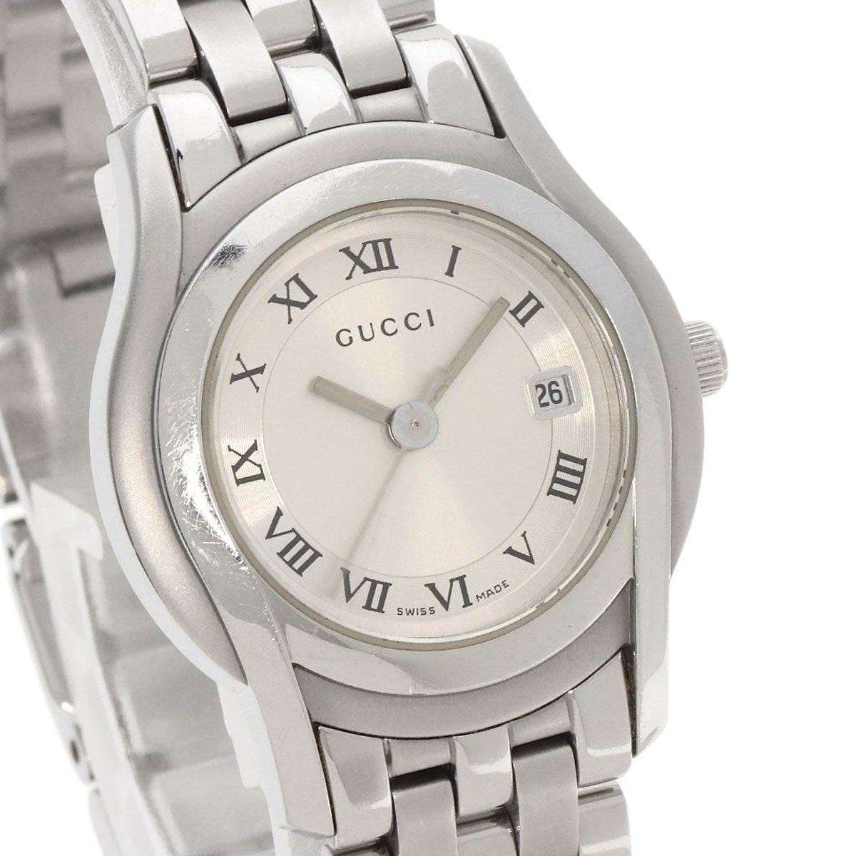 GUCCI Watches Quartz 5500L Stainless Steel , Stainless Steel Silver Round face Silver dial Women