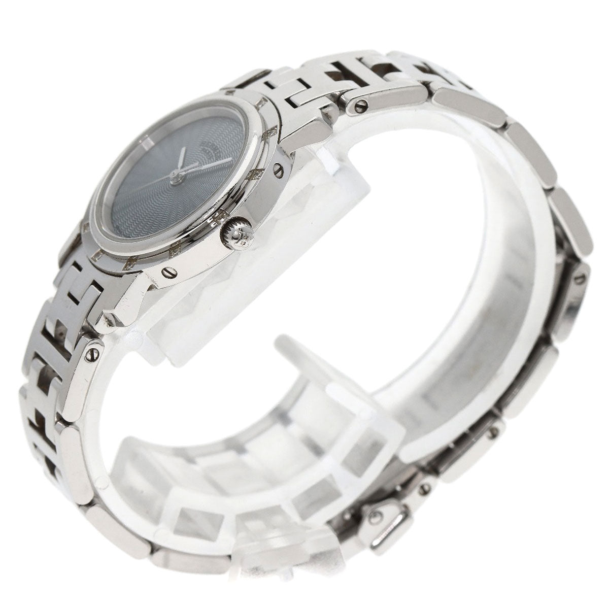 HERMES Watches Quartz CL4.230 Stainless Steel , Stainless Steel Silver Clipper Nacle 12P Diamond Bezel Blue shell dial Women