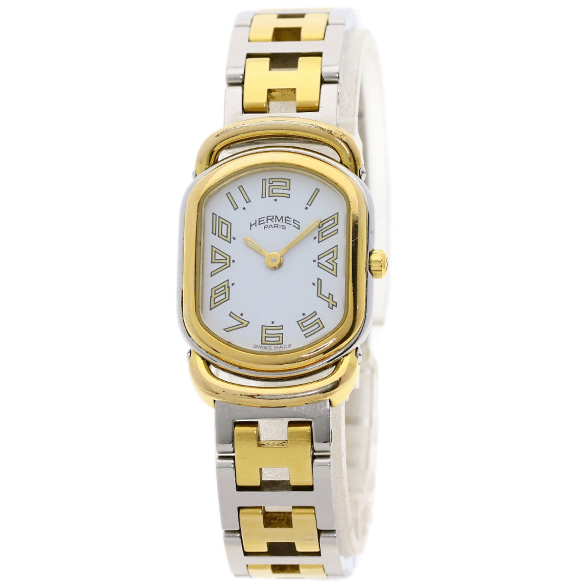 HERMES Watches Quartz RA1.240 Stainless Steel , SSxGP gold Rally white dial Women