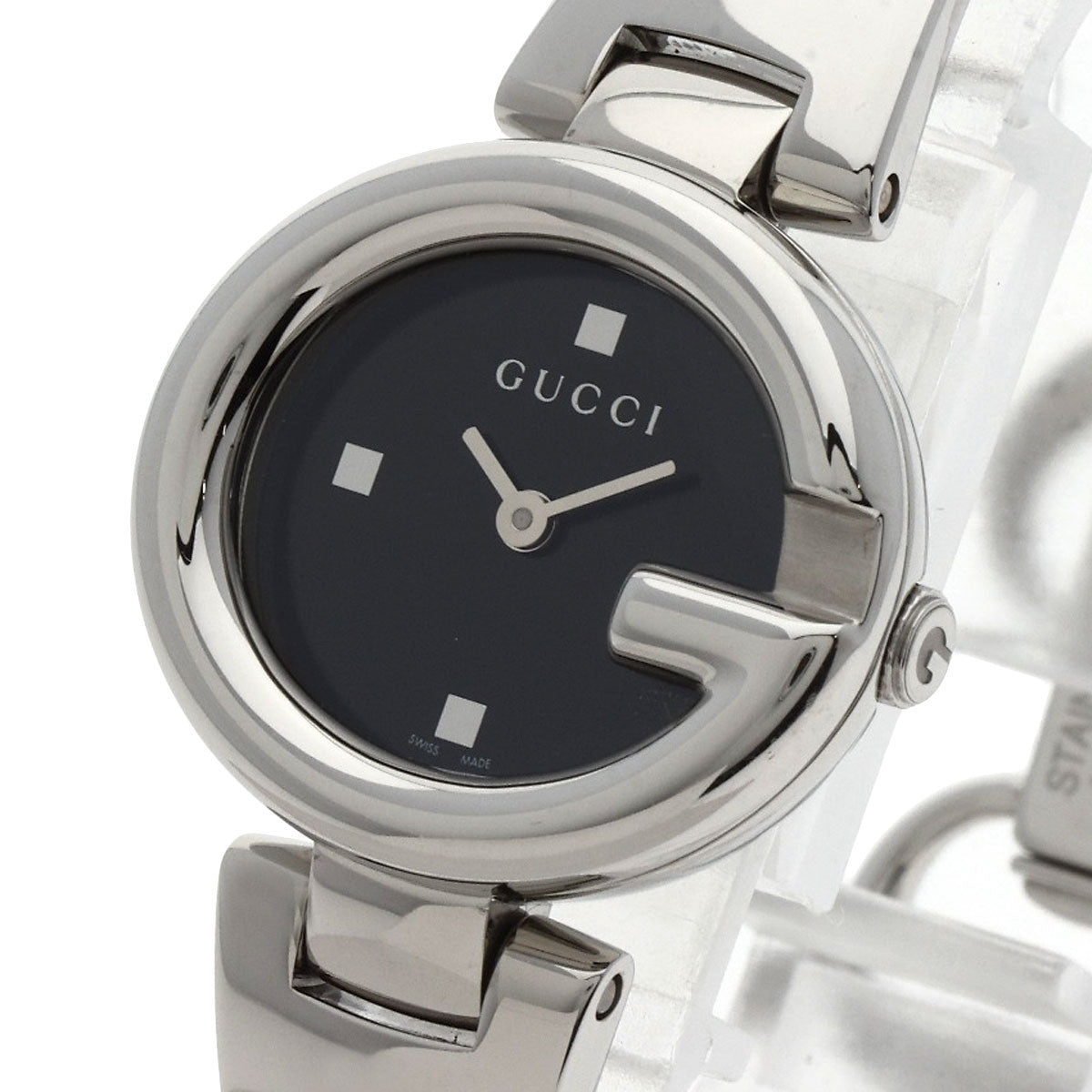 GUCCI Watches Quartz 134.5 Stainless Steel , Stainless Steel Silver G balloon black dial Women