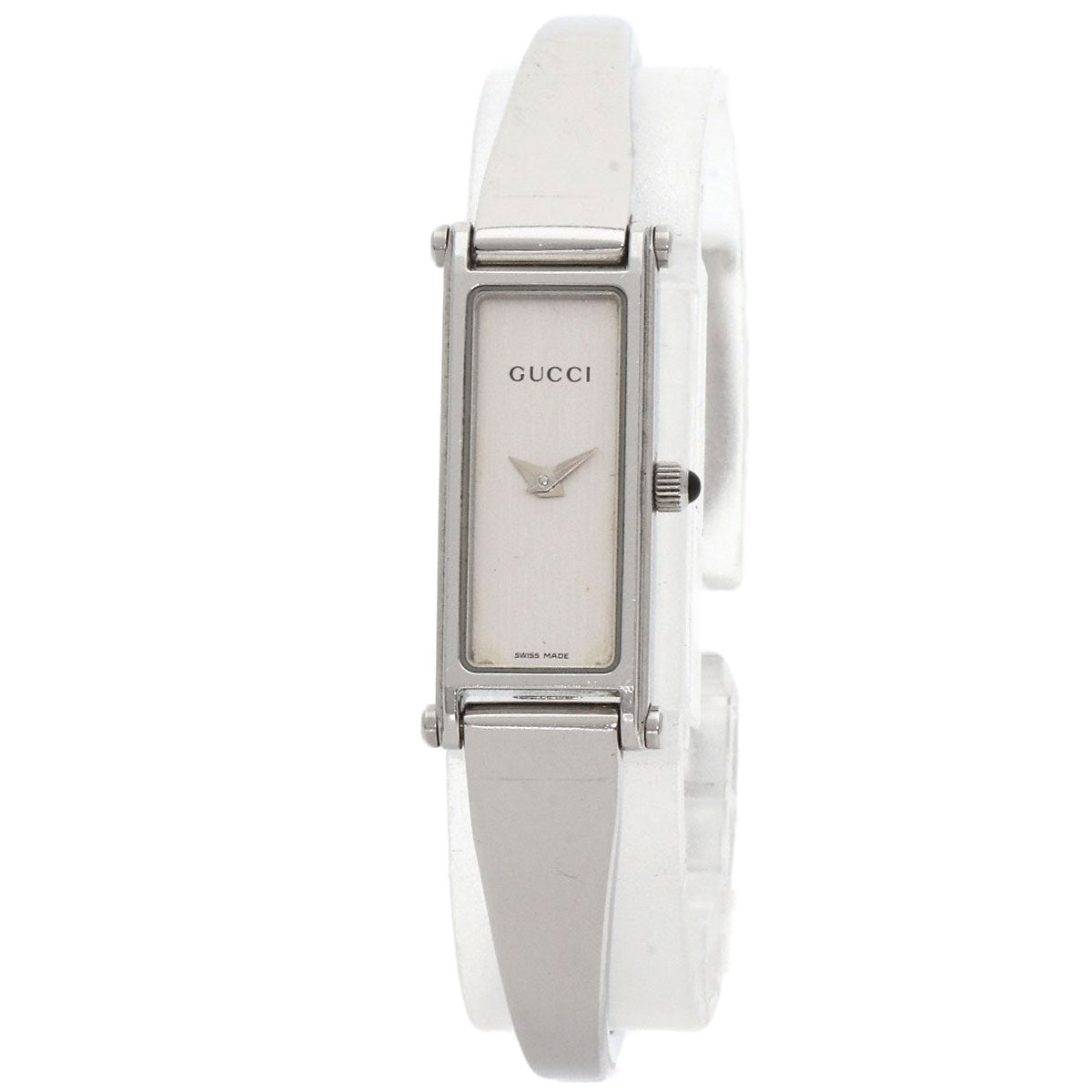 GUCCI Watches Quartz 1500L Stainless Steel , Stainless Steel Silver Square face bangle Silver dial Women