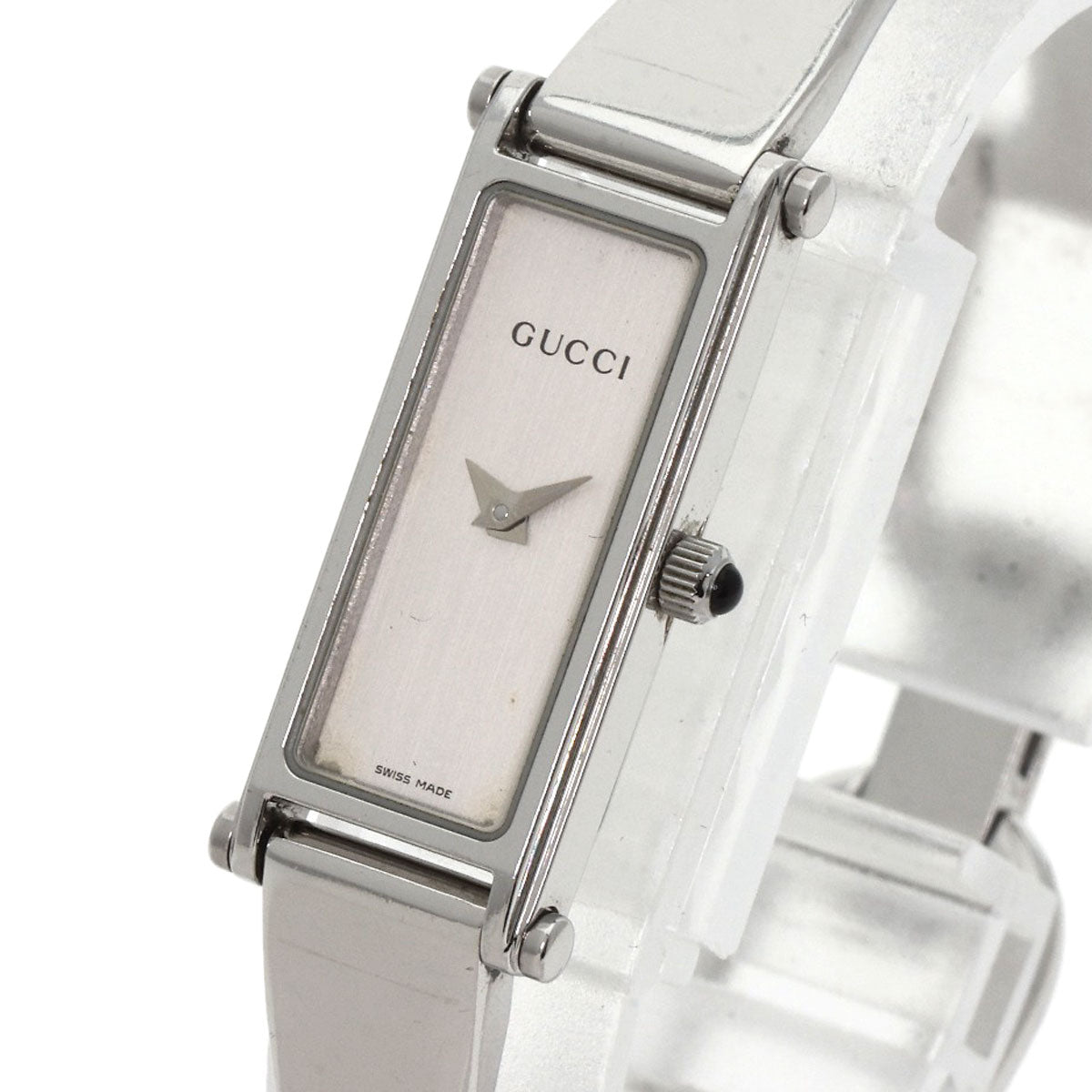 GUCCI Watches Quartz 1500L Stainless Steel , Stainless Steel Silver Square face bangle Silver dial Women