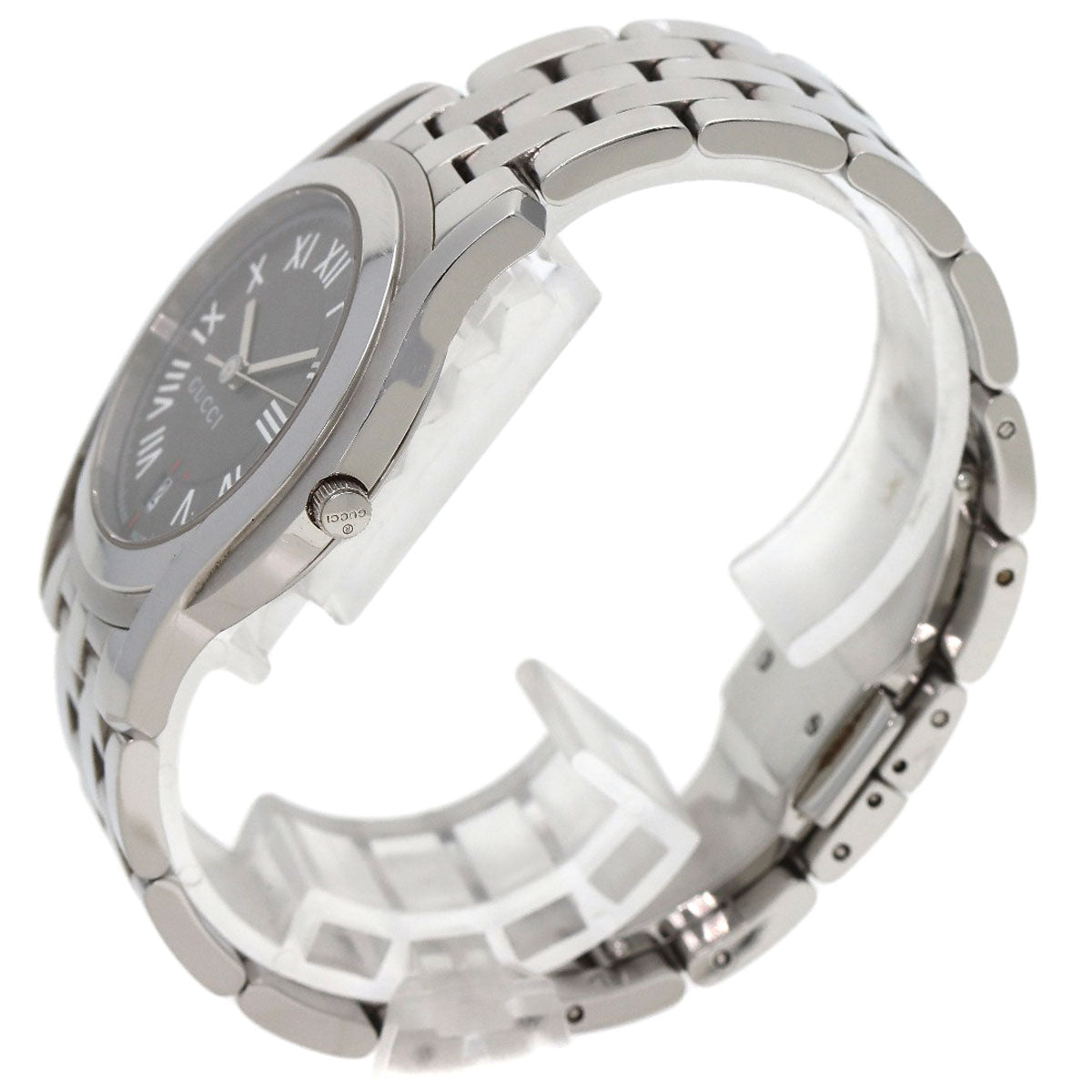GUCCI Watches Quartz 5500M Stainless Steel , Stainless Steel Silver Round face gray dial mens