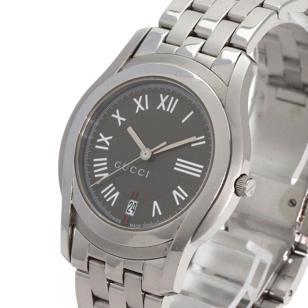 GUCCI Watches Quartz 5500M Stainless Steel , Stainless Steel Silver Round face gray dial mens