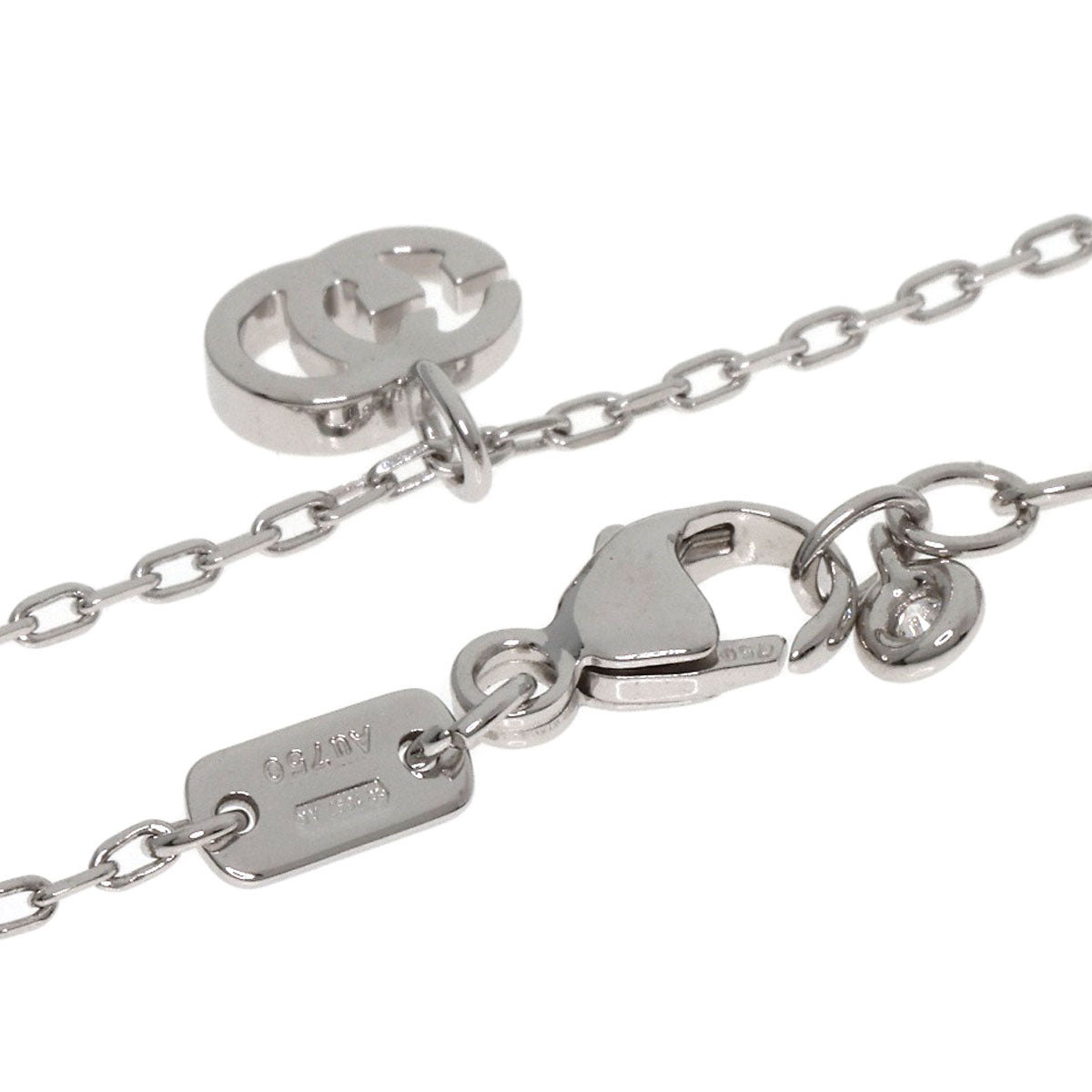 GUCCI Necklace K18WG Silver GG running