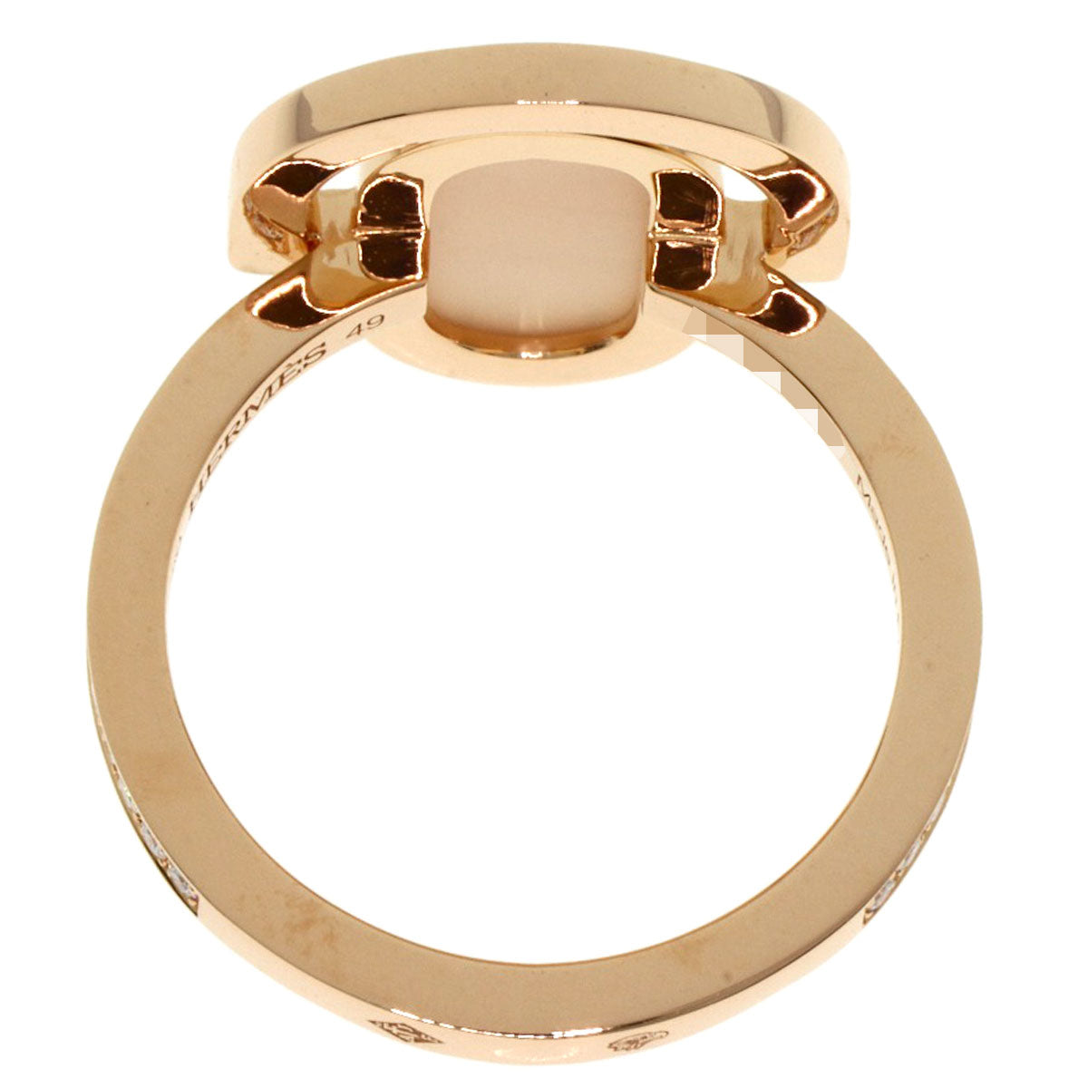 HERMES Ring 18K Pink Gold gold A l Ecoute Moonstone Diamond #49