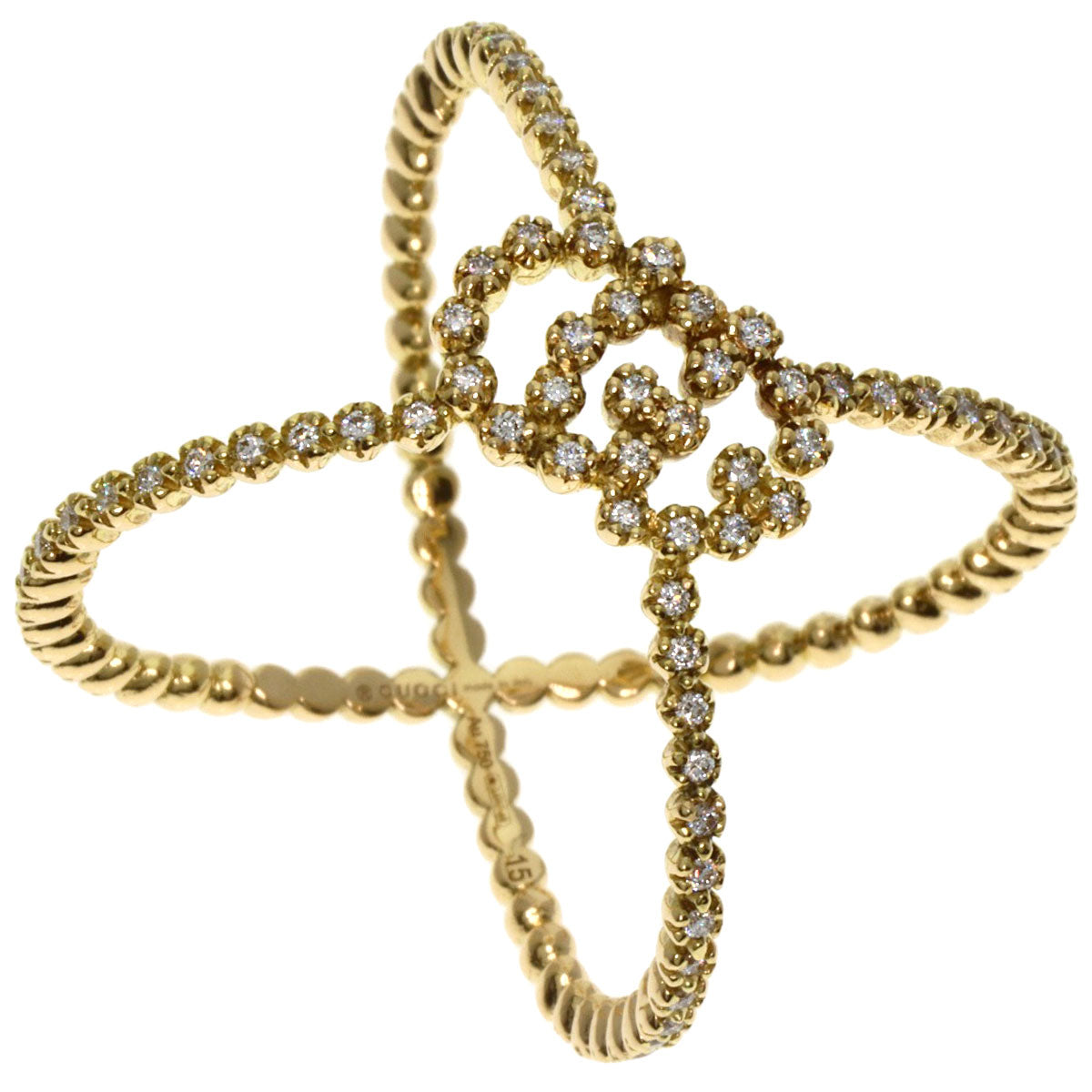 GUCCI Ring 18K Yellow Gold gold GG Running Diamond #15 Women