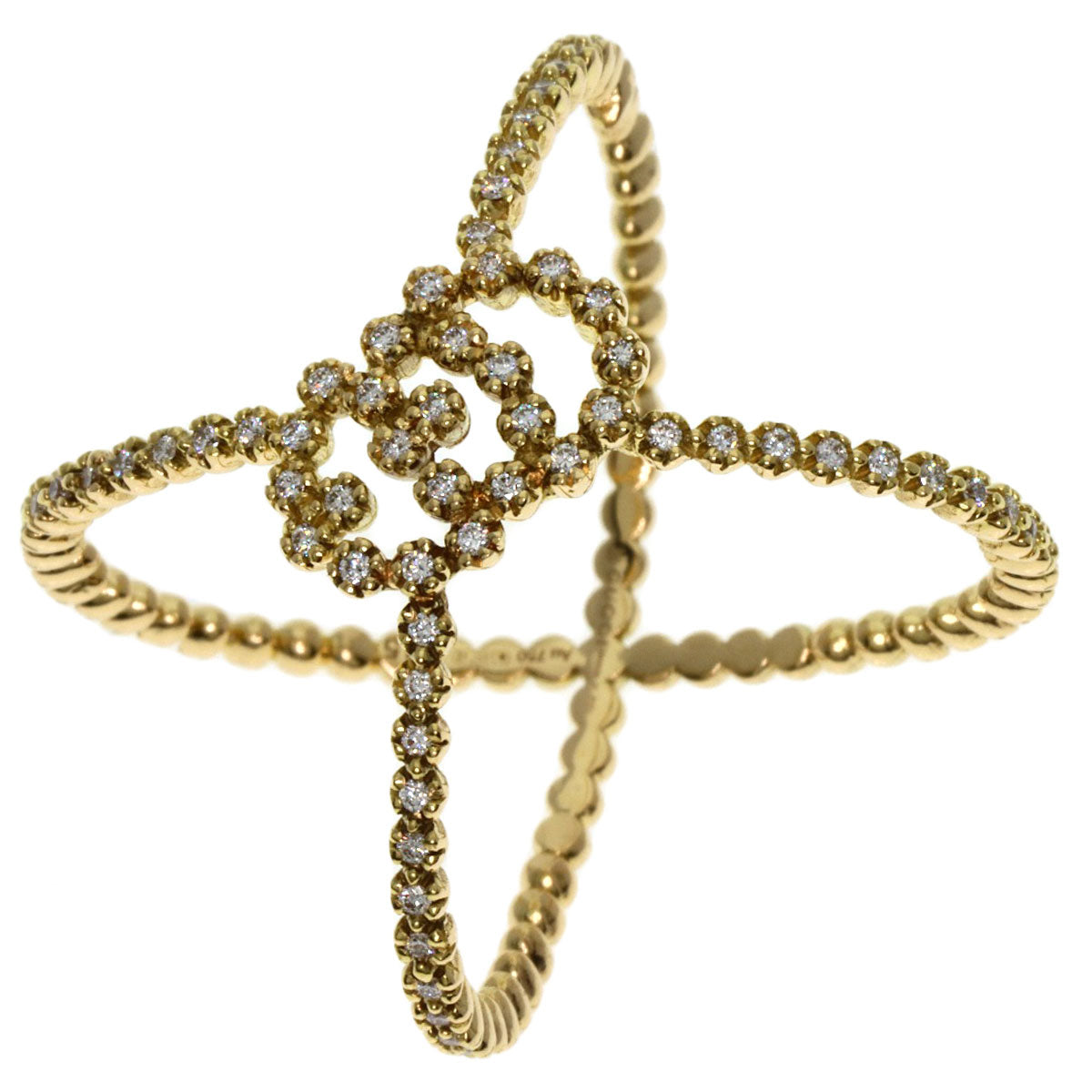 GUCCI Ring 18K Yellow Gold gold GG Running Diamond #15 Women