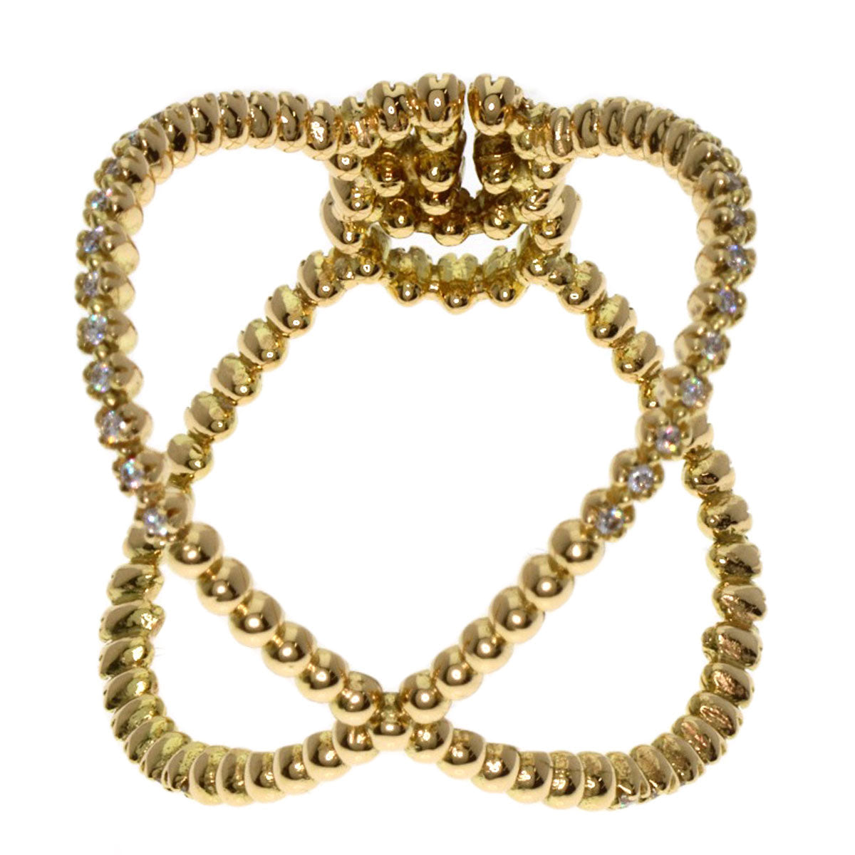 GUCCI Ring 18K Yellow Gold gold GG Running Diamond #15 Women