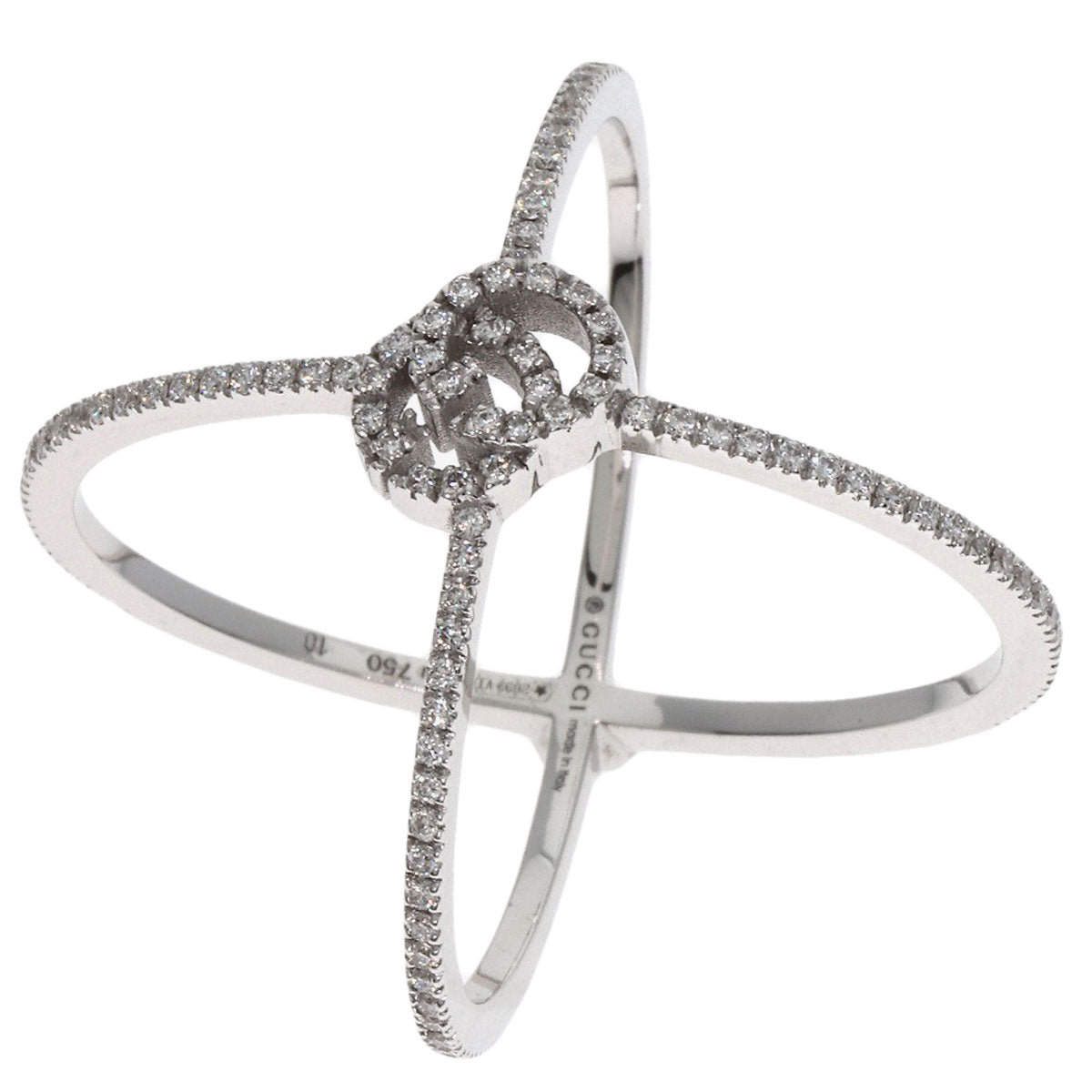 GUCCI Ring K18WG Silver GG Running Diamond #10 Women