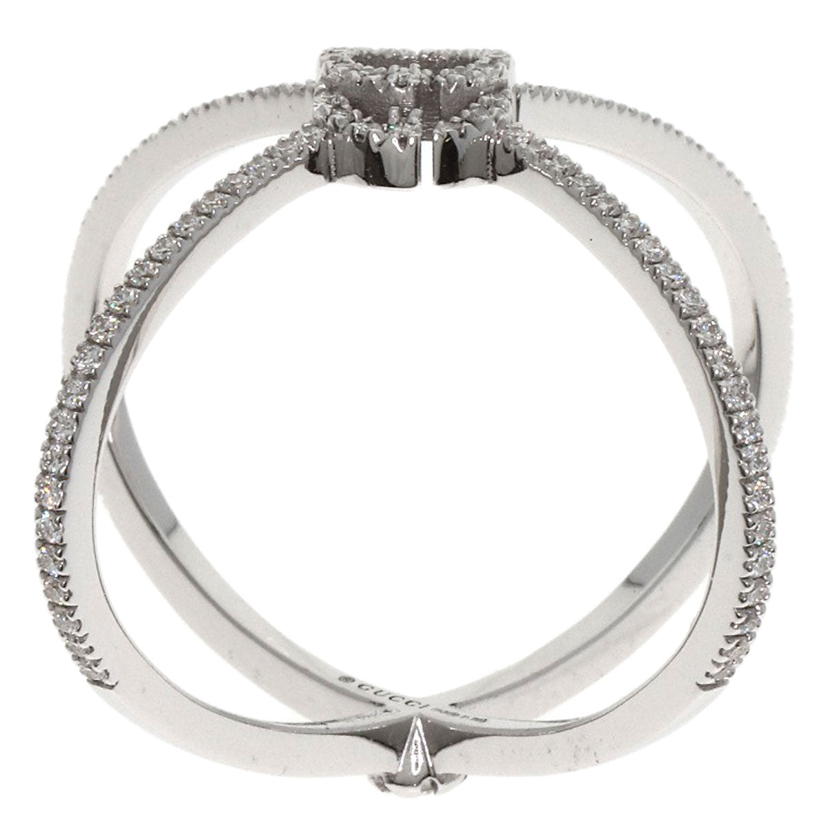 GUCCI Ring K18WG Silver GG Running Diamond #10 Women
