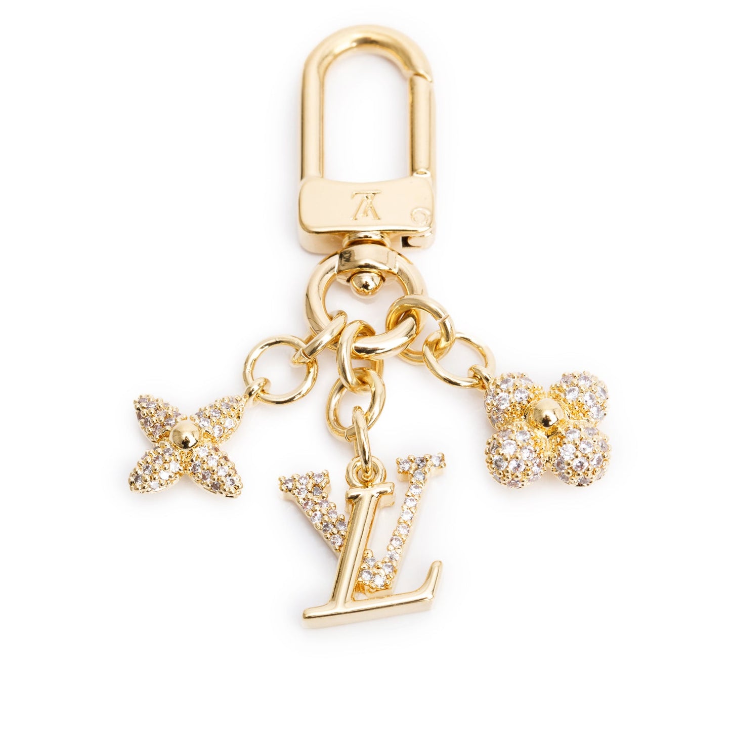 Louis Vuitton Gold-Tone Metal Crystal Micro Charms LV Iconic Key Holder