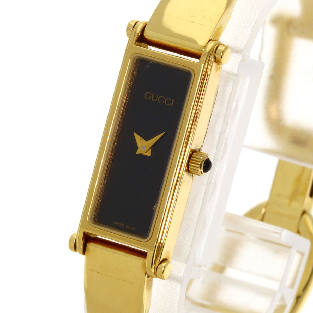 GUCCI Watches Quartz 1500L Gold Plated gold Square face black dial