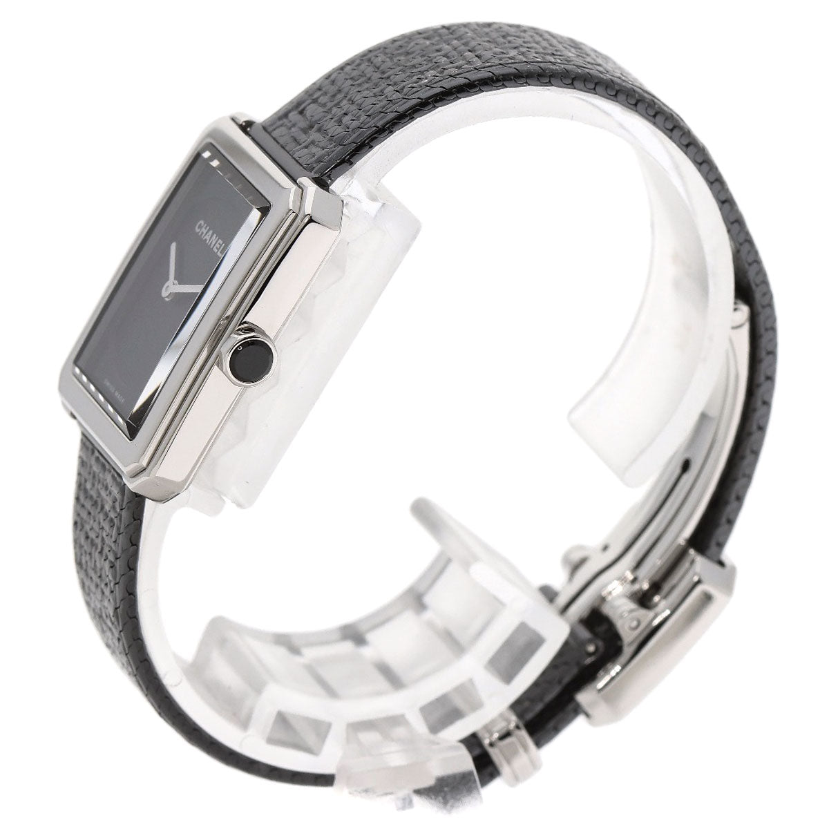CHANEL Watches Quartz H5317 Stainless Steel Silver boyfriend small model tweed black dial