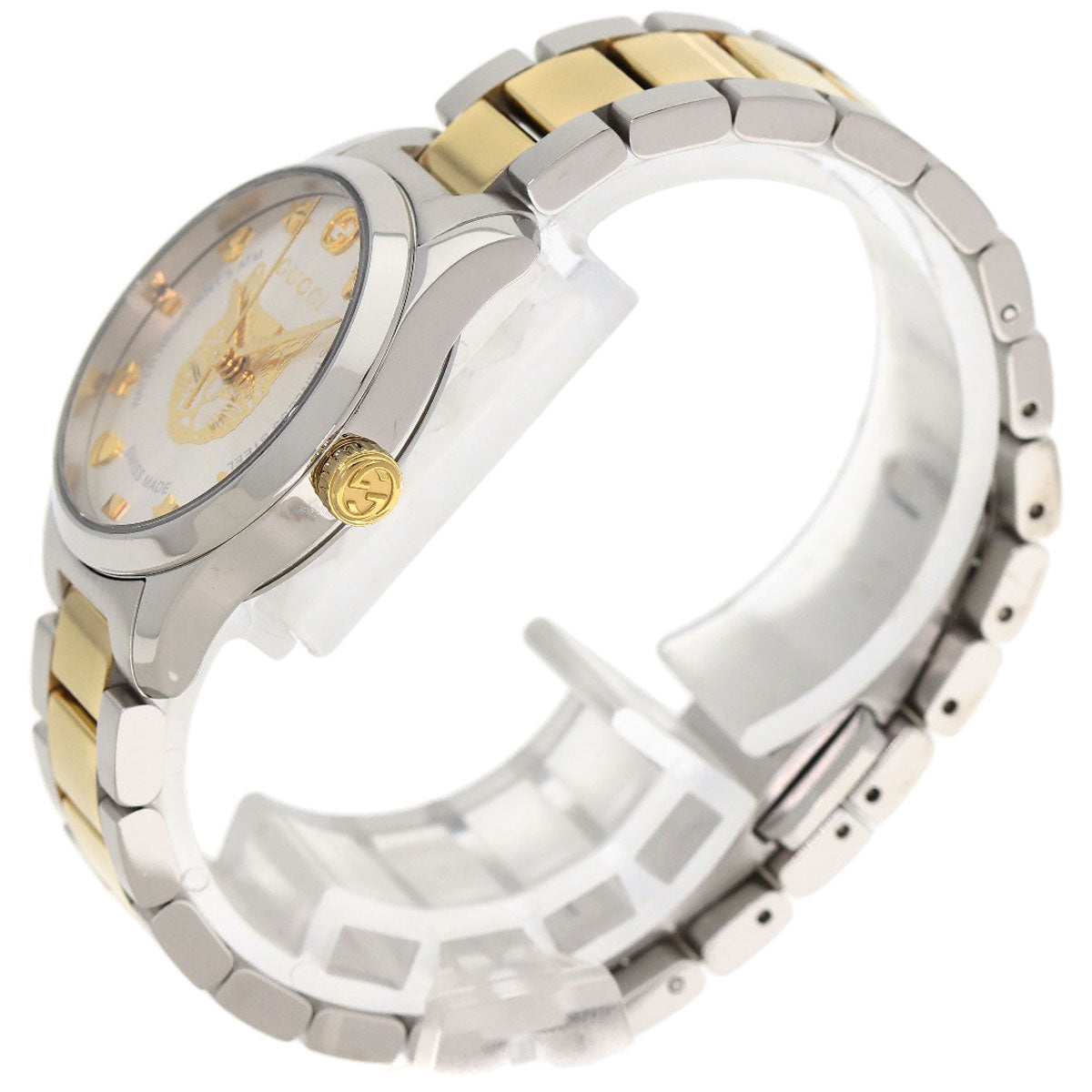 GUCCI Watches Quartz 126.5 Stainless Steel gold G Timeless Cat Silver dial