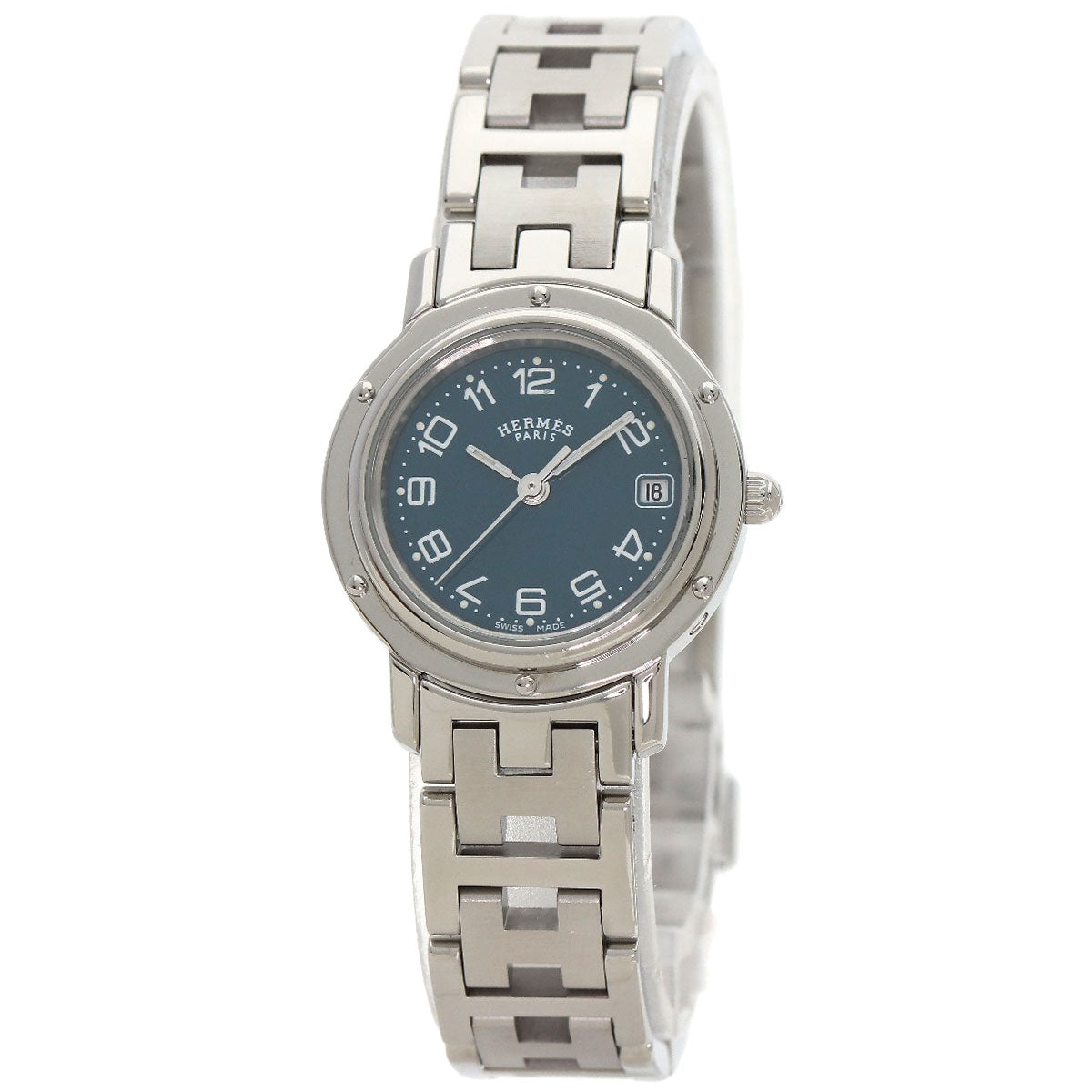 HERMES Watches Quartz CL4.210 Stainless Steel Silver Clipper blue dial