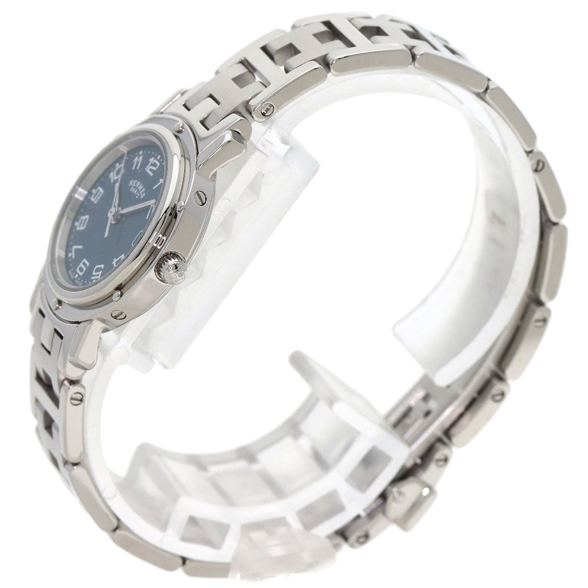 HERMES Watches Quartz CL4.210 Stainless Steel Silver Clipper blue dial