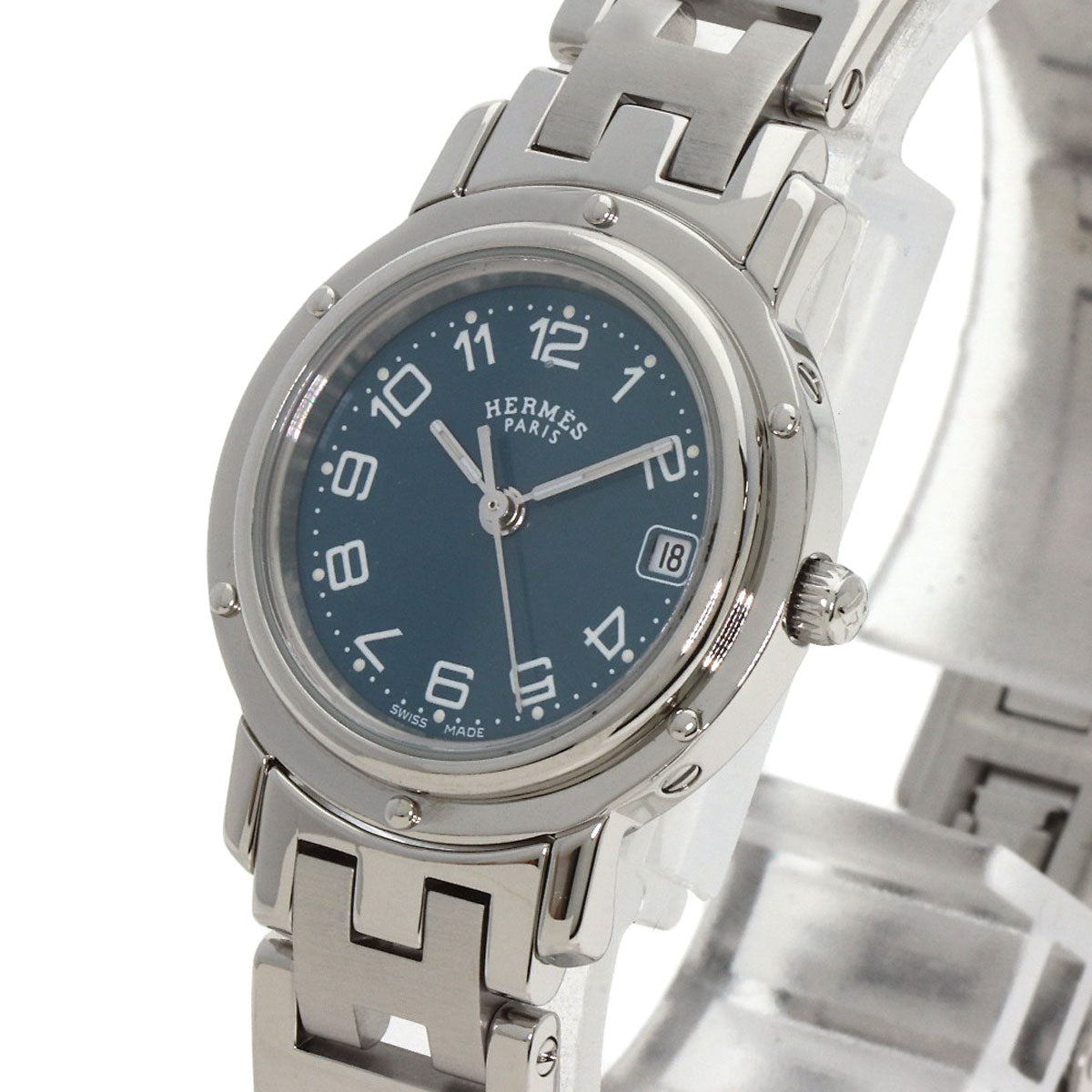 HERMES Watches Quartz CL4.210 Stainless Steel Silver Clipper blue dial