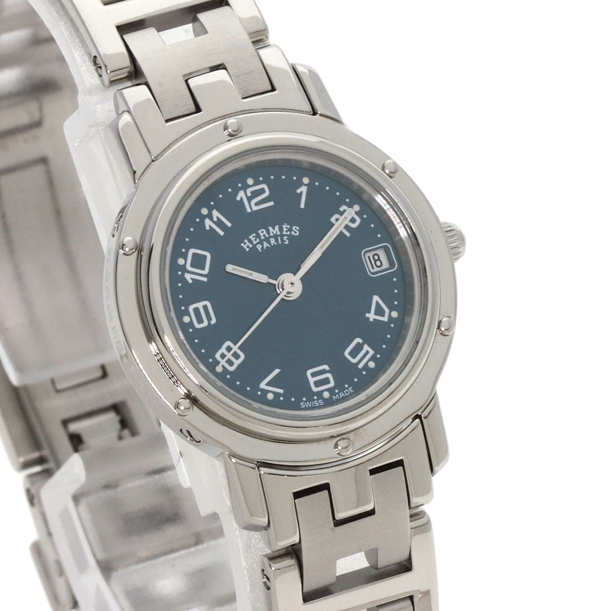 HERMES Watches Quartz CL4.210 Stainless Steel Silver Clipper blue dial