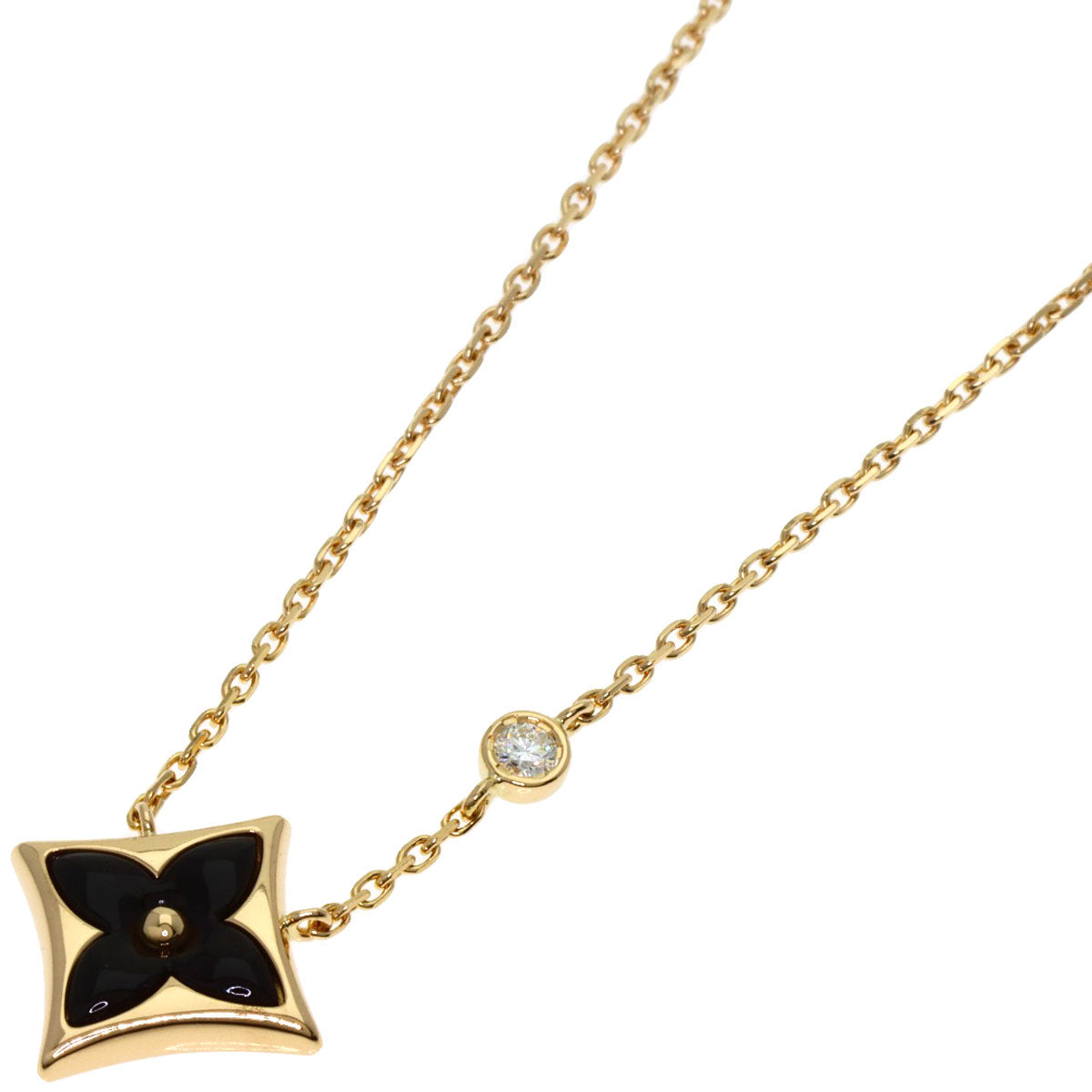 LOUIS VUITTON Necklace 18K Yellow Gold gold Pendant Star Blossom BB Onyx Diamond Women