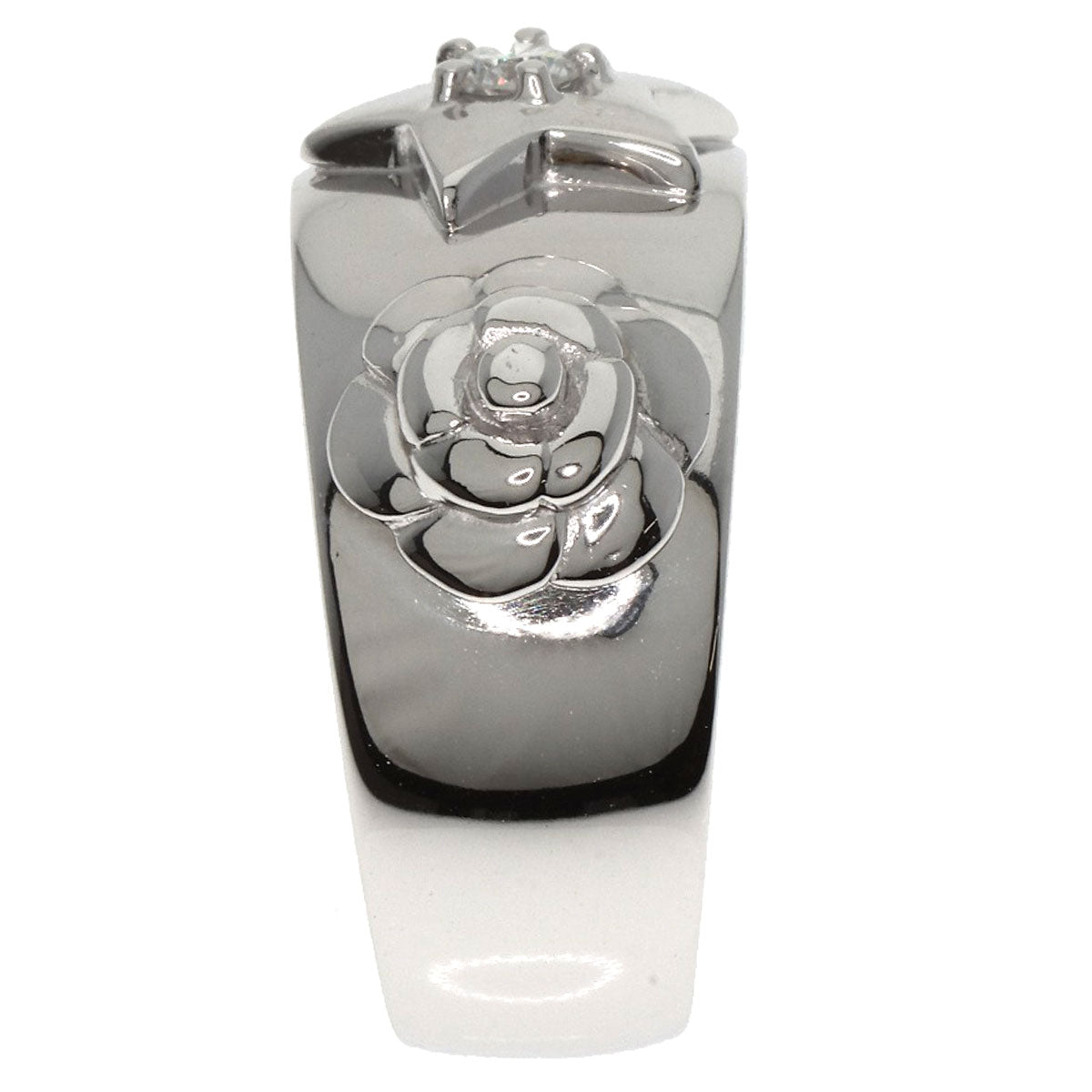 CHANEL Ring K18WG Silver Three Symbols 1P Diamond