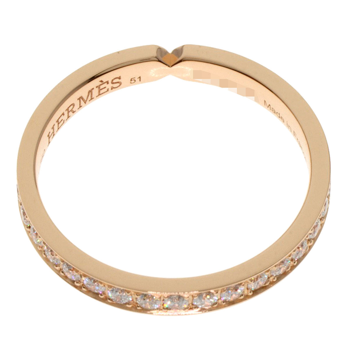 HERMES Ring 18K Pink Gold gold Ever Kelly PM Full Eternity #51