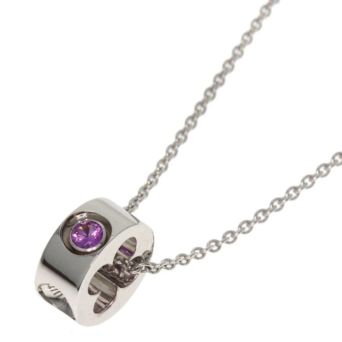LOUIS VUITTON Necklace K18WG Silver Pandantif Amplant Pink Sapphire
