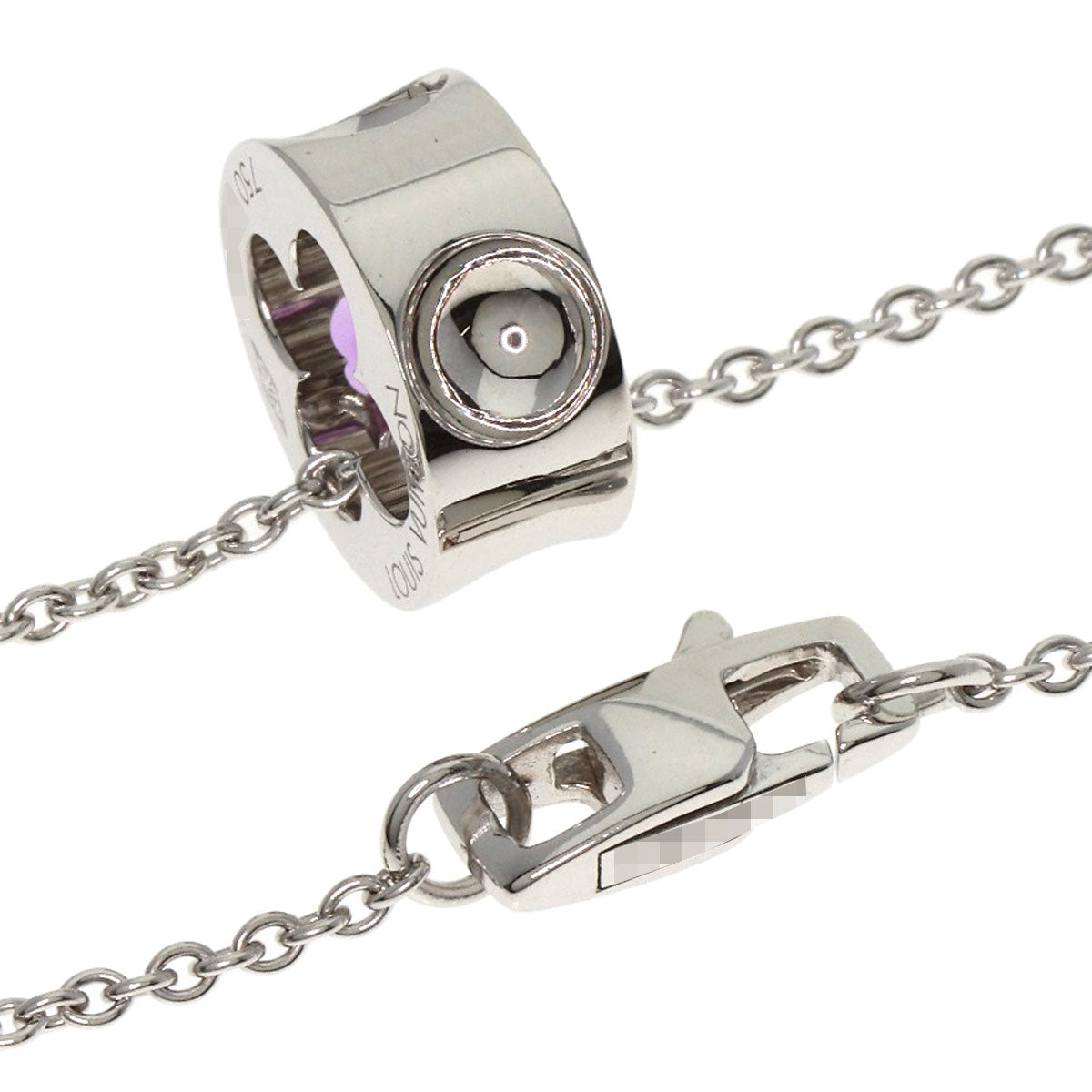 LOUIS VUITTON Necklace K18WG Silver Pandantif Amplant Pink Sapphire