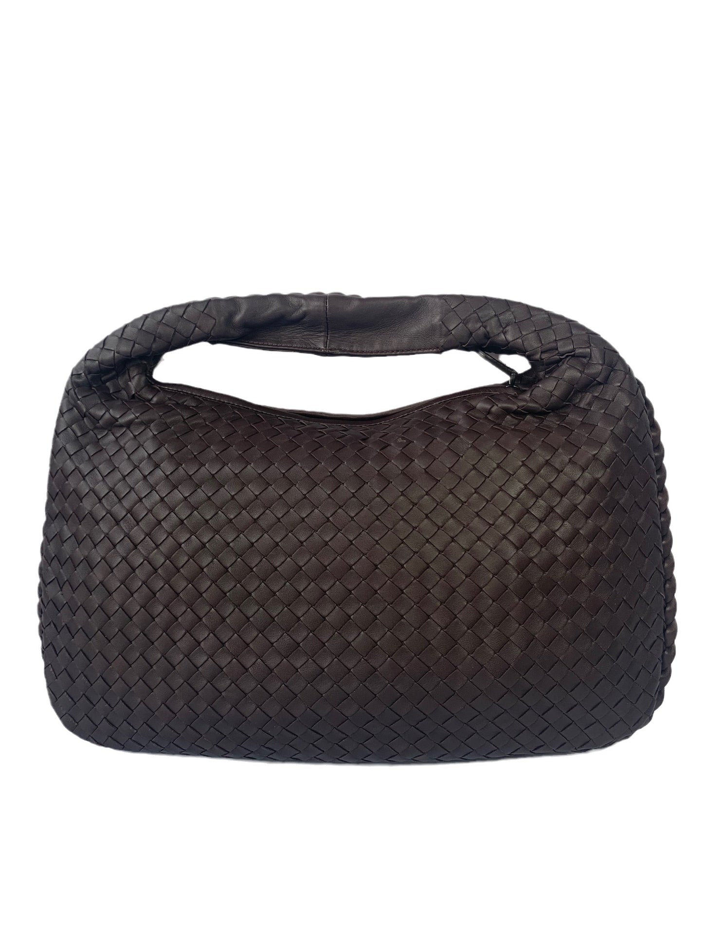 Bottega Veneta Intrecciato Hobo Bag Medium Chocolate Brown Lambskin leather with Mirror