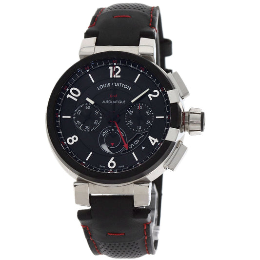 LOUIS VUITTON Watches Mechanical Automatic Q1052 Stainless Steel Silver Tambour Chronograph GMT Evolution black dial